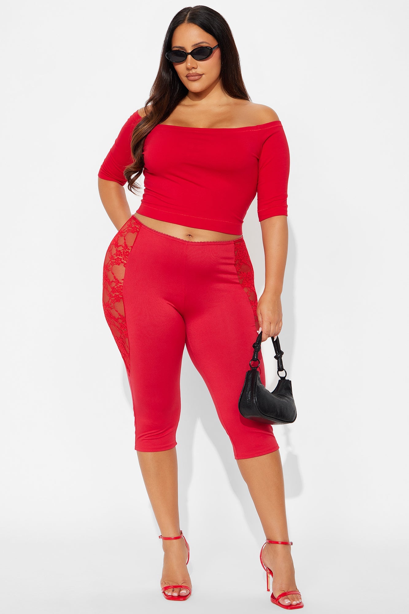 Beneath The Thorns Lace Capri Legging - Red