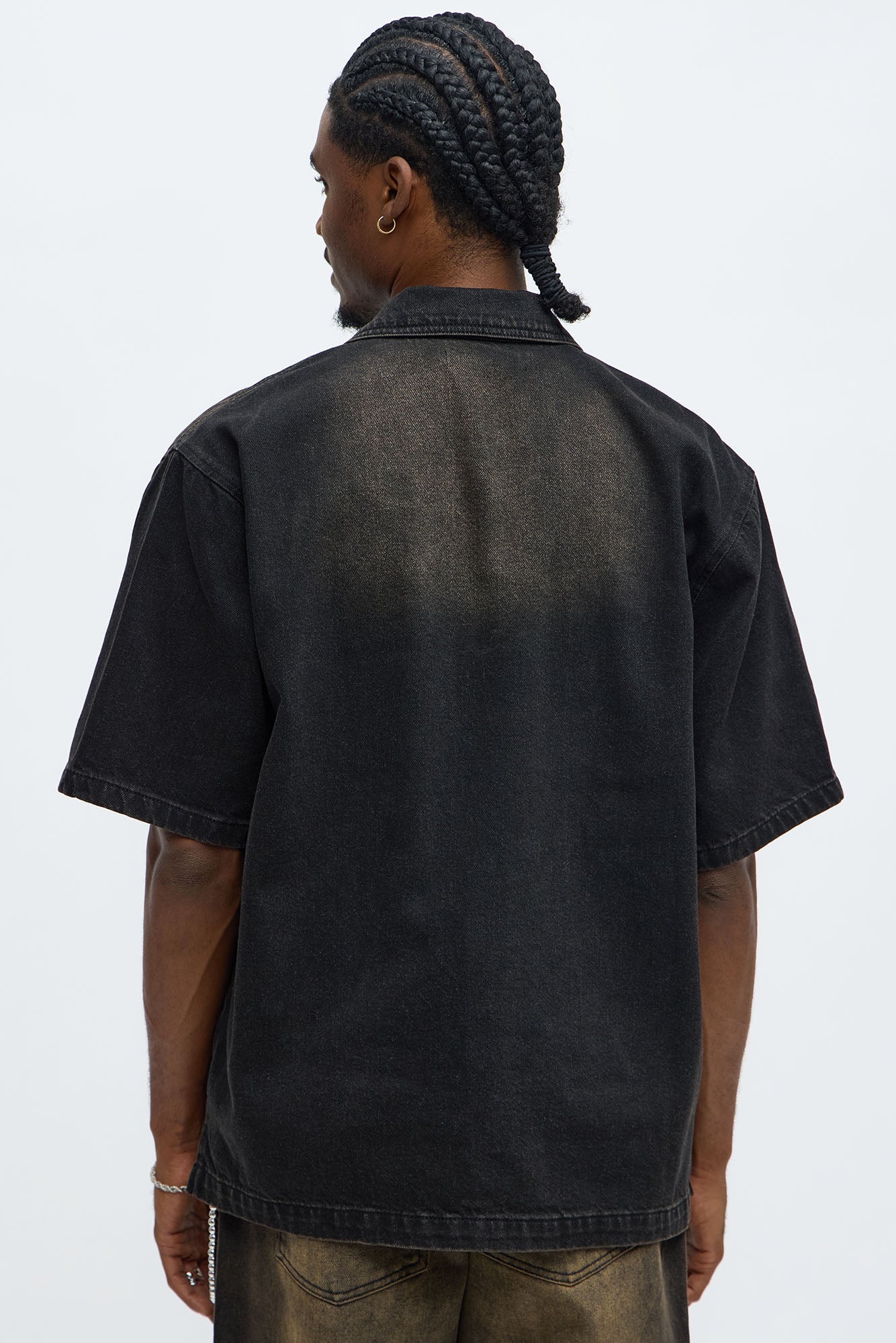 Washed Denim Button Up - Black
