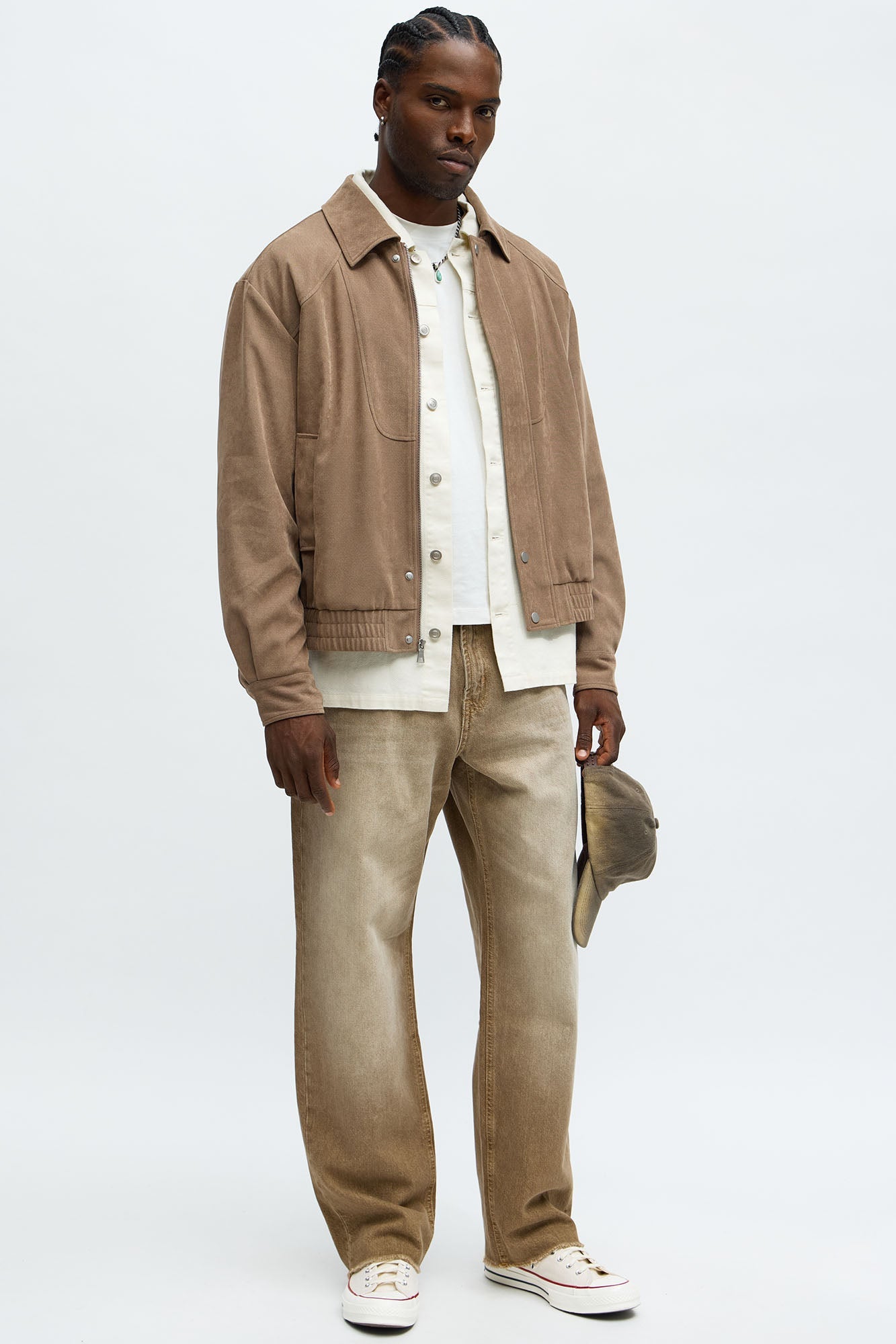 Side Street Paneled Bomber Jacket - Brown