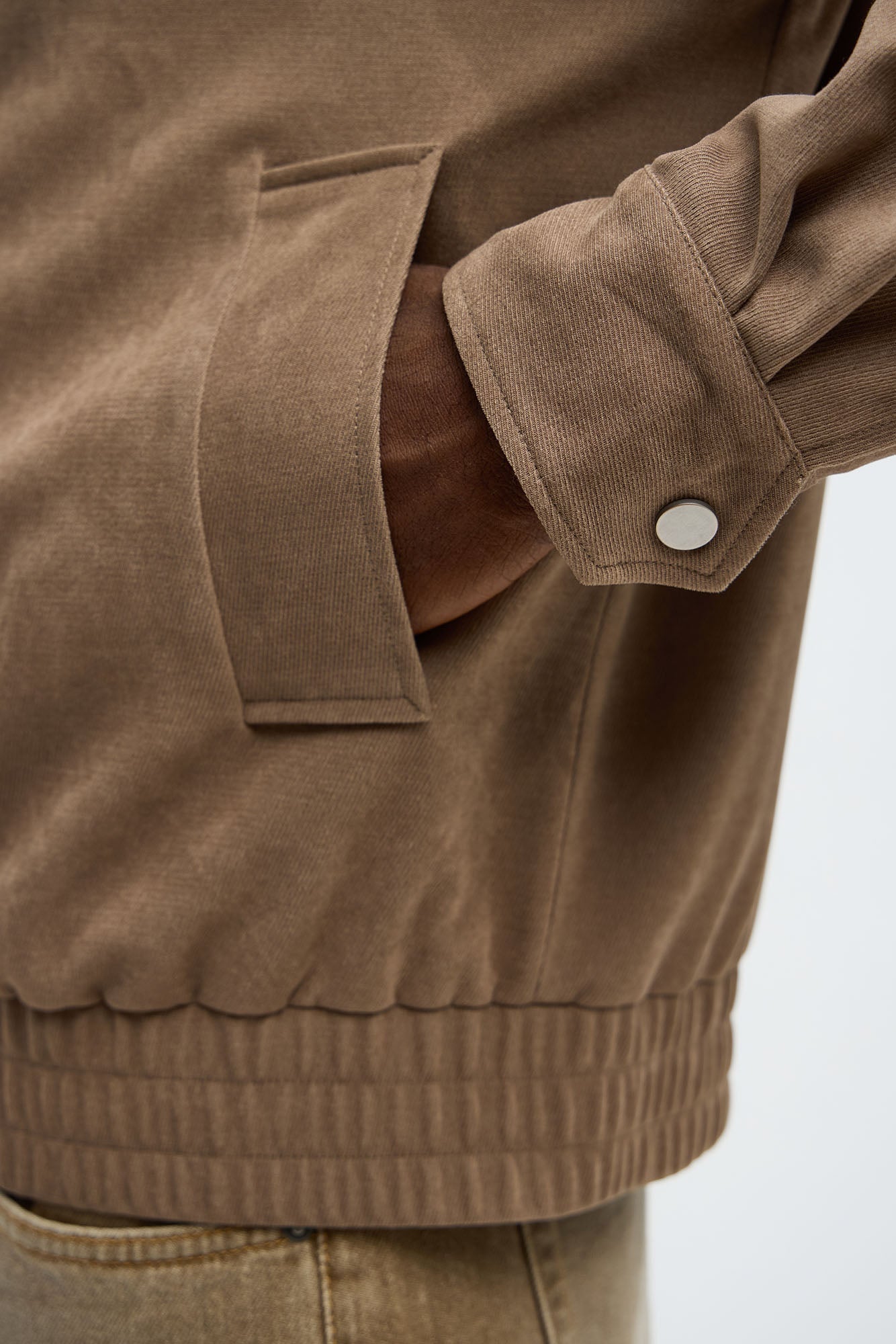 Side Street Paneled Bomber Jacket - Brown