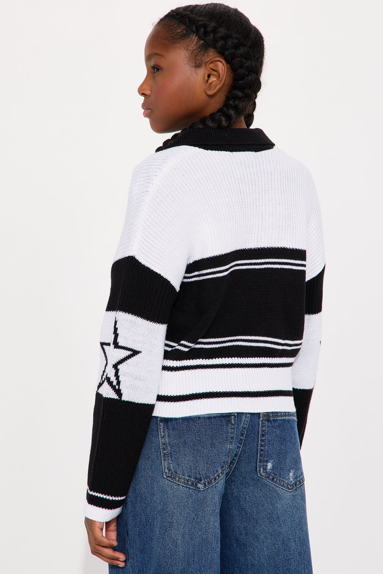 Mini Apres Winter Polo Sweater - Black/White