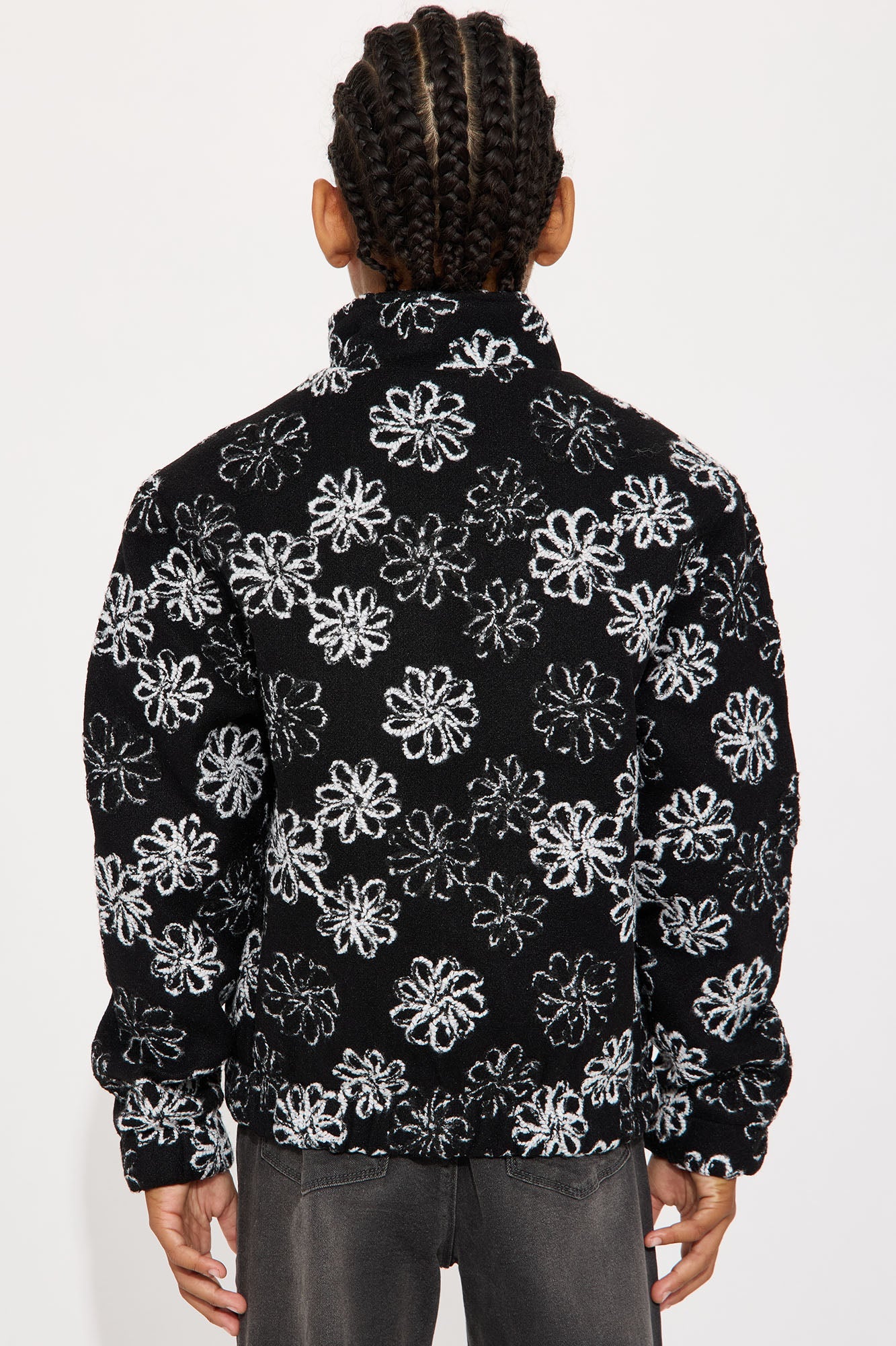 Mini Relaxed Textured Gardenia Bomber Jacket - Black/combo