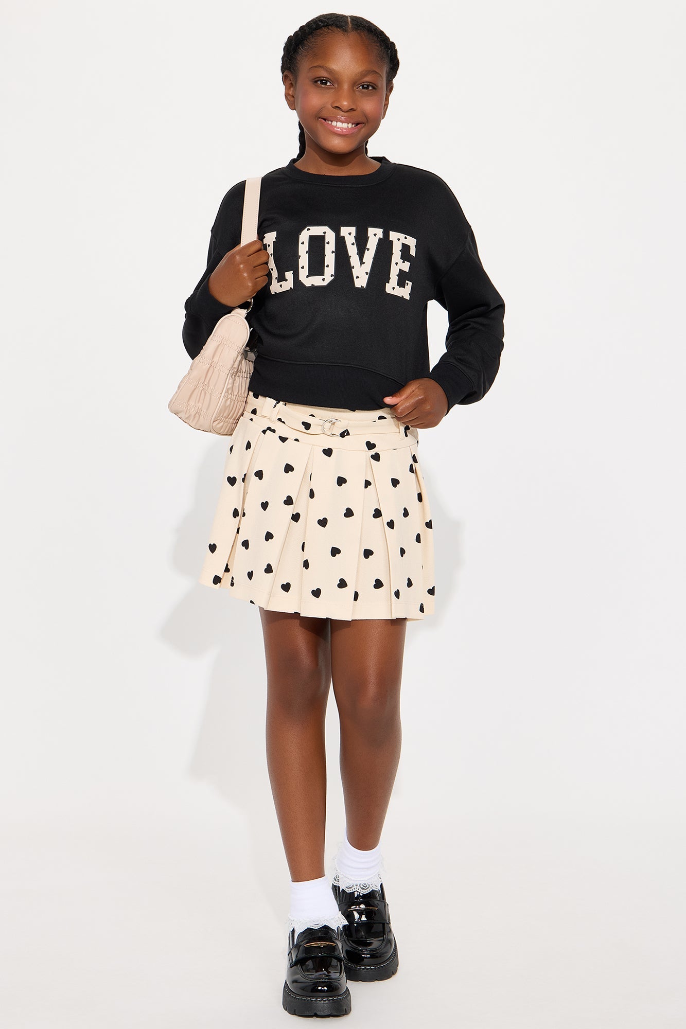 Mini Love Over Everything Sweatshirt And Skirt Set - Black/combo