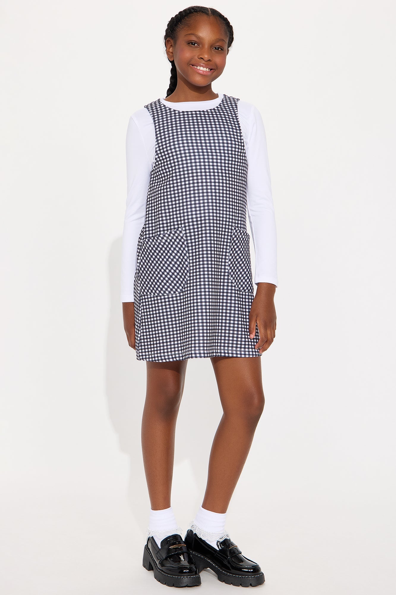 Mini Casey Long Sleeve 2Fer Dress - Black/White