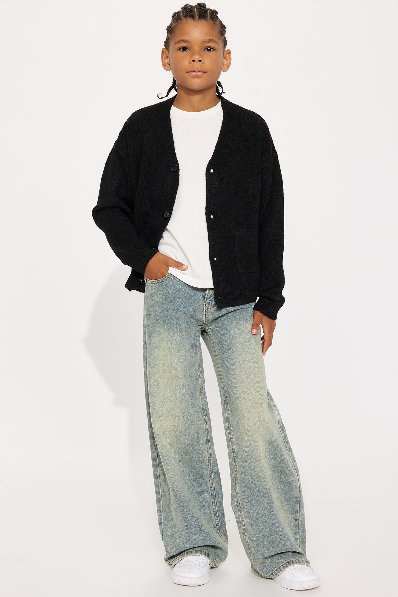 Mini Cropped Harbor Ash Cardigan - Black