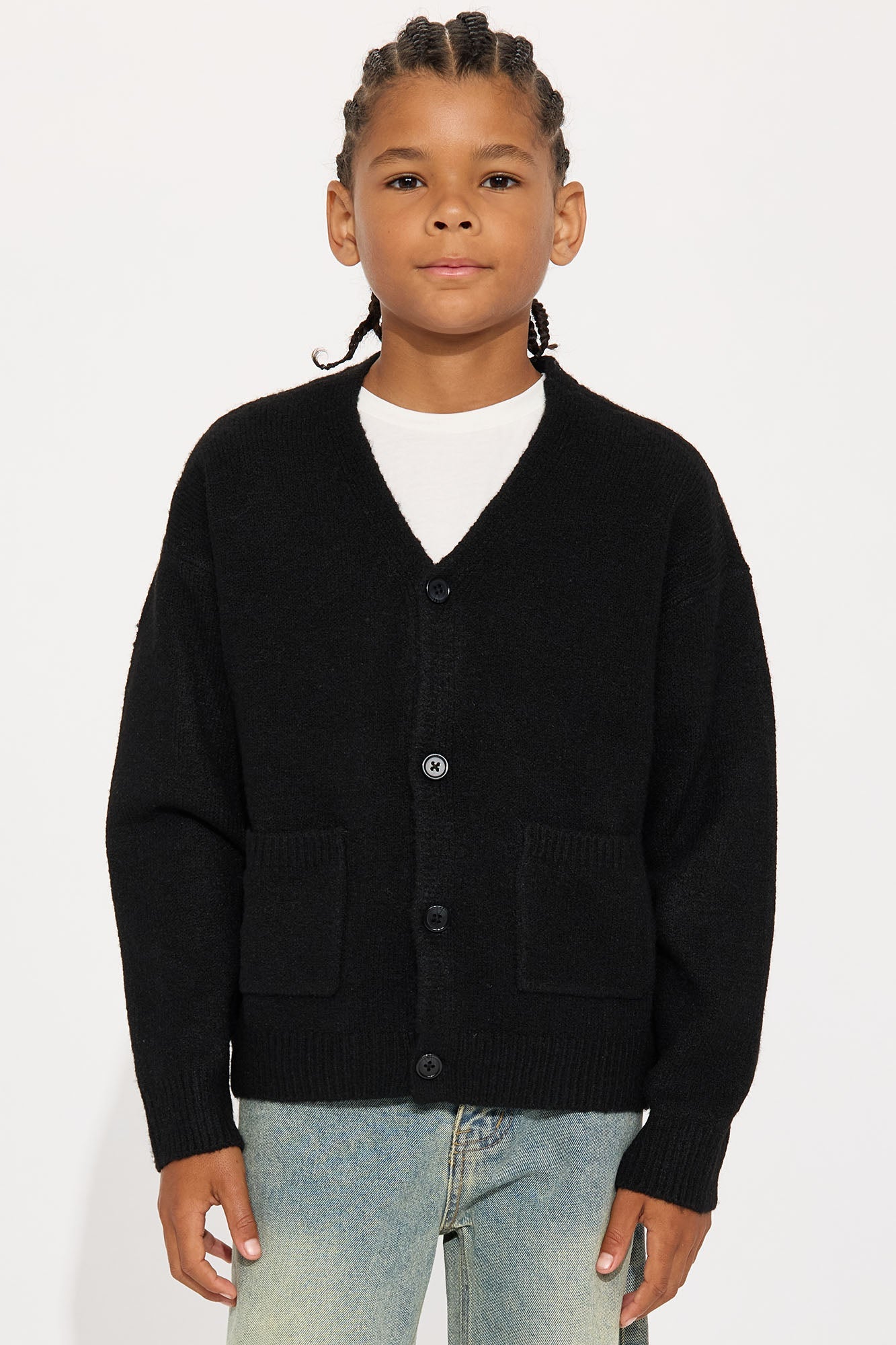 Mini Cropped Harbor Ash Cardigan - Black