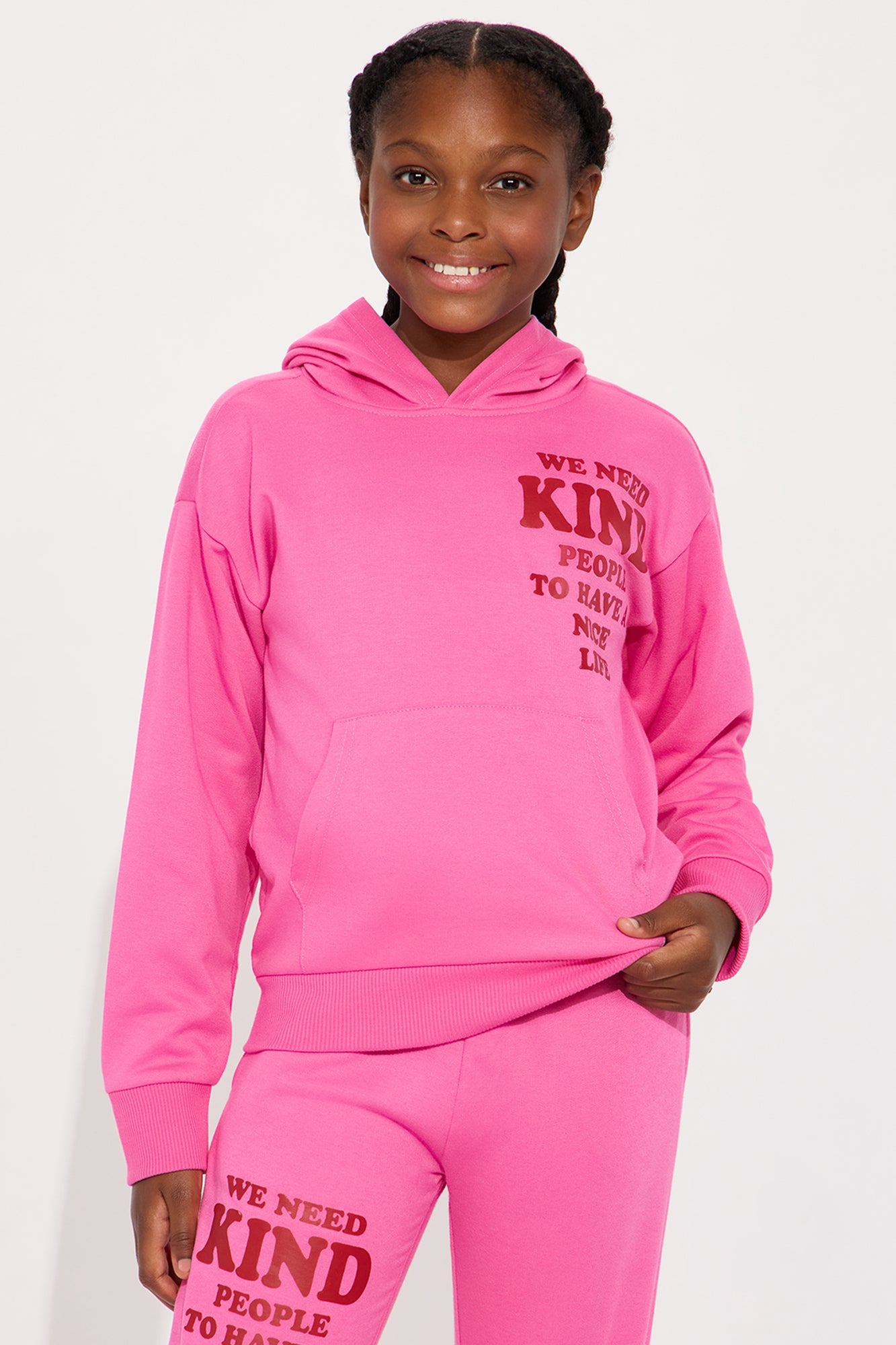 Mini Be Kind Fleece Jogger Set II - Pink
