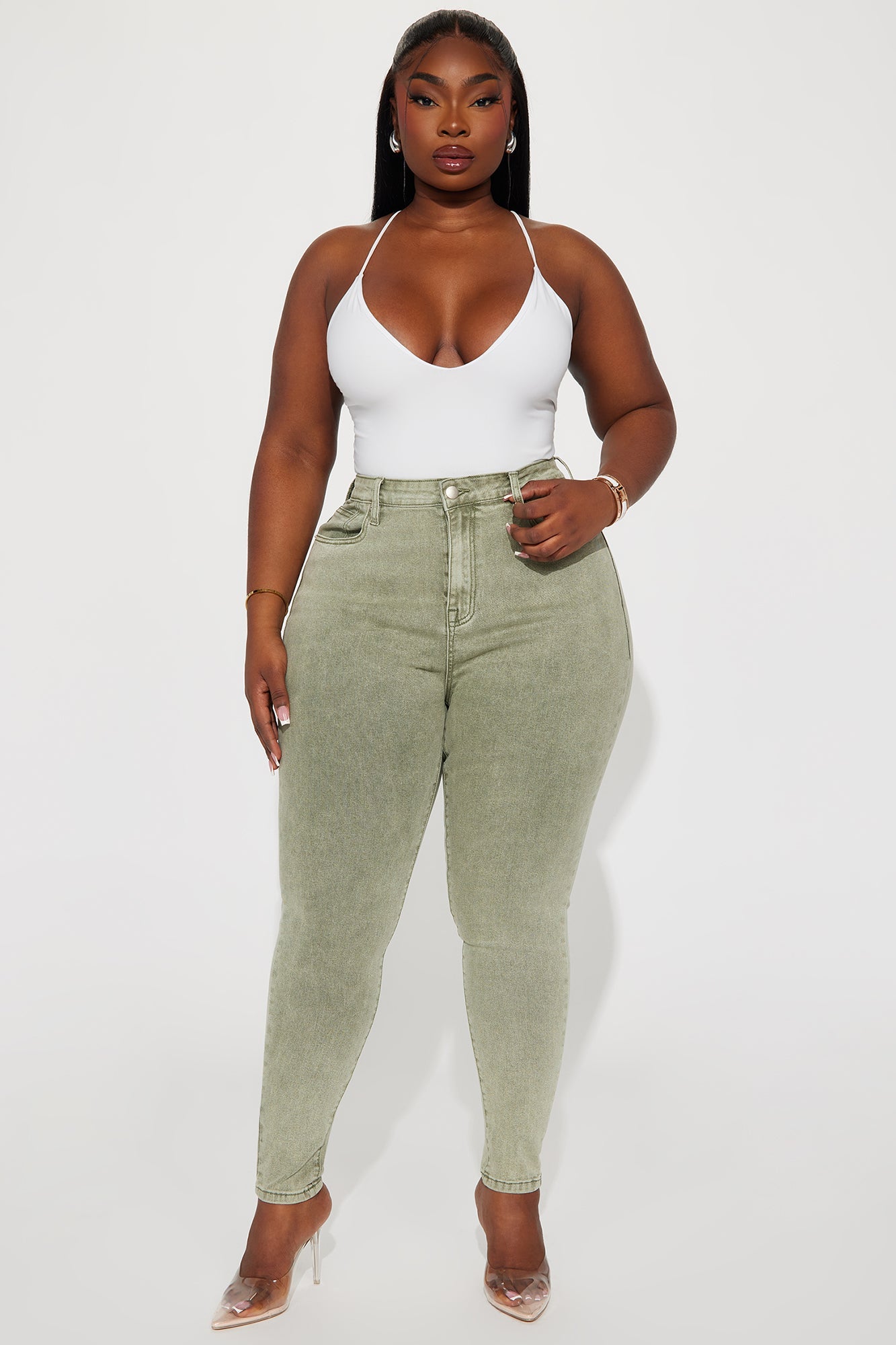 Shape Up Sculpting Stretch Skinny Jeans - Green