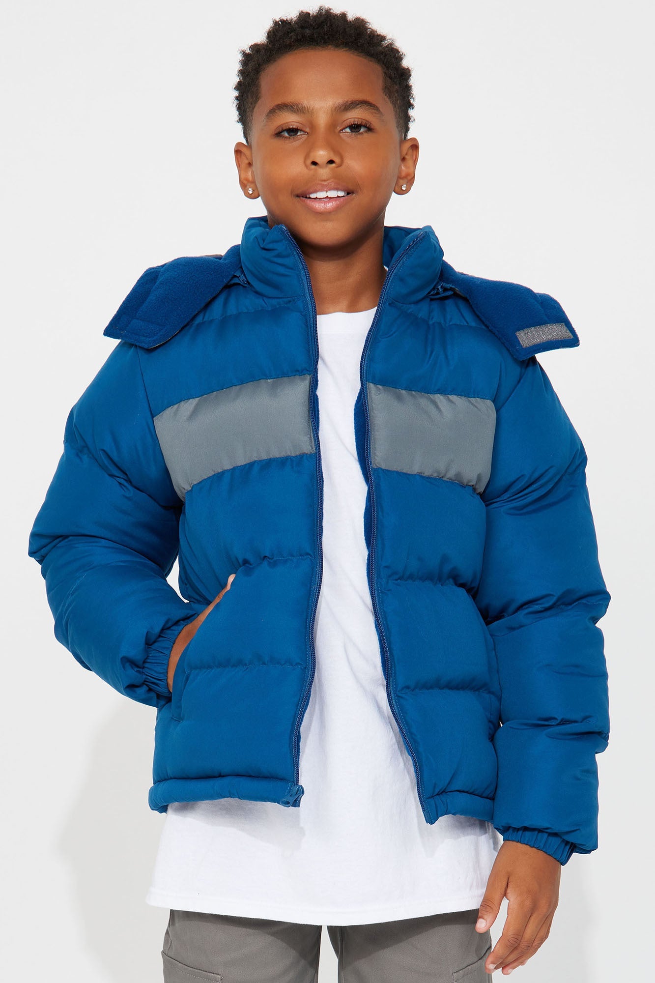 Mini Ready For The Colder Weather Puffer Jacket - Navy/combo