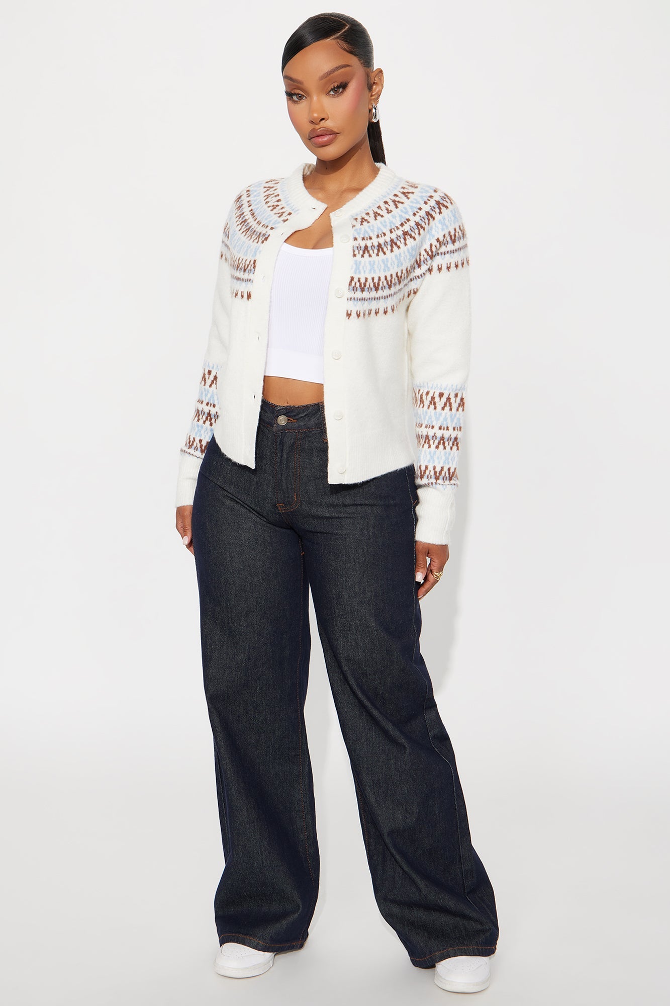 Felicity Fair Isle Cardigan - Ivory/combo