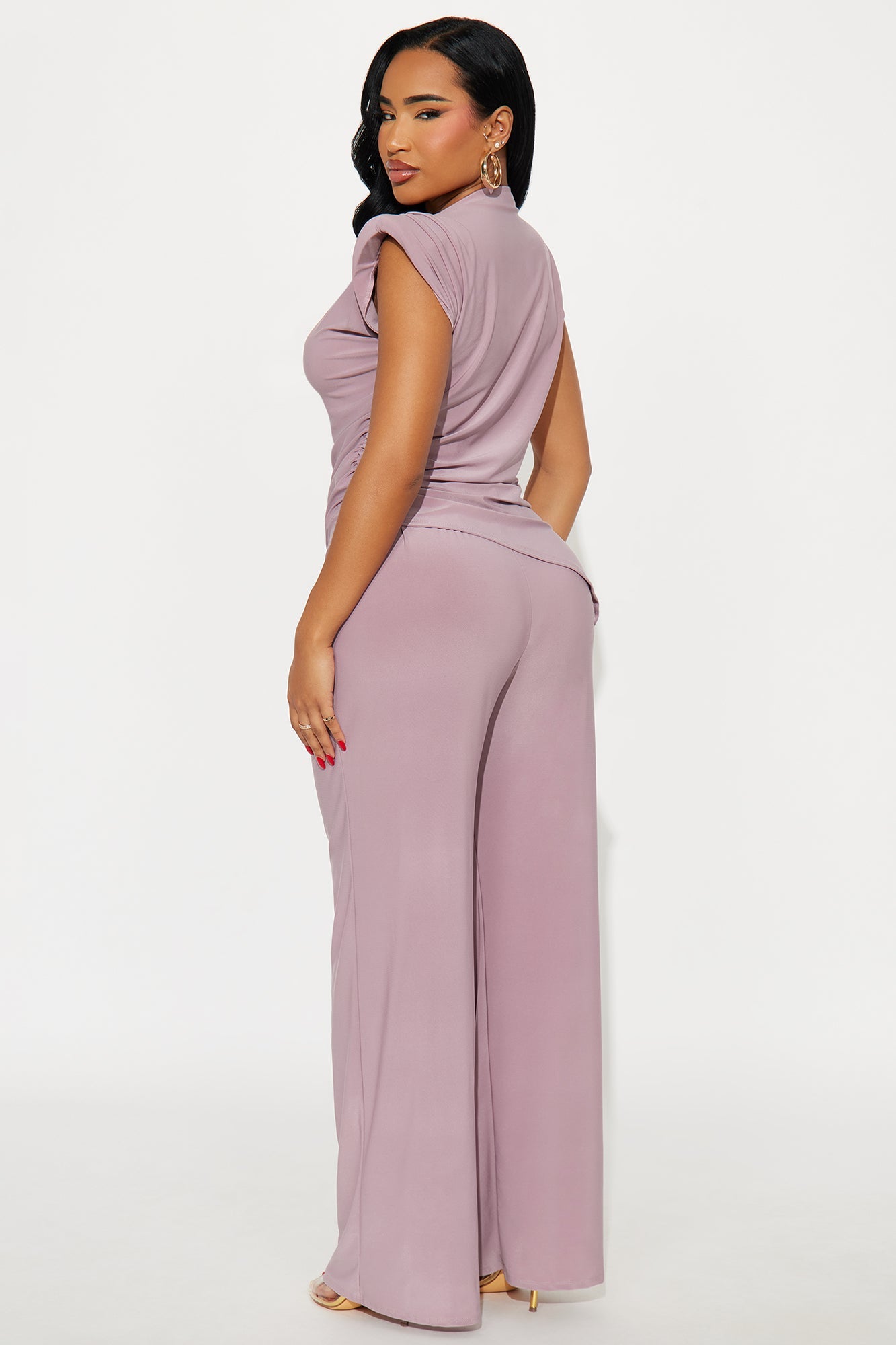 Bold Moves Wide Leg Pant Set - Mauve