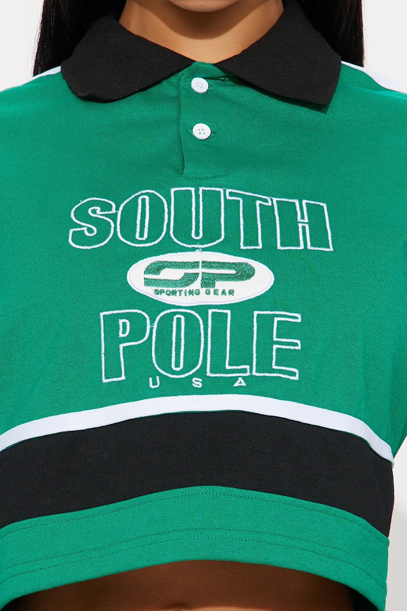 Southpole Legacy Polo Cropped Top - Green