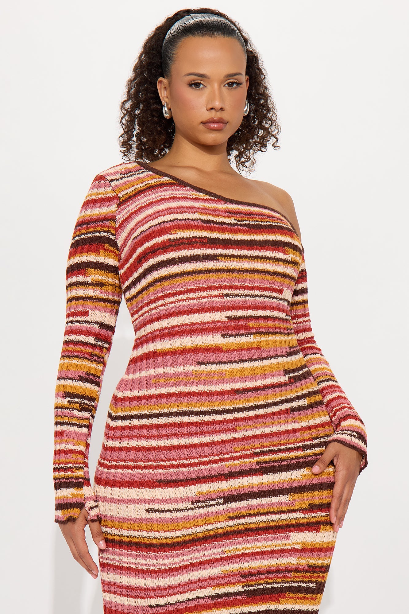 Astrid Long Sleeve Crochet Maxi Dress - Orange/combo