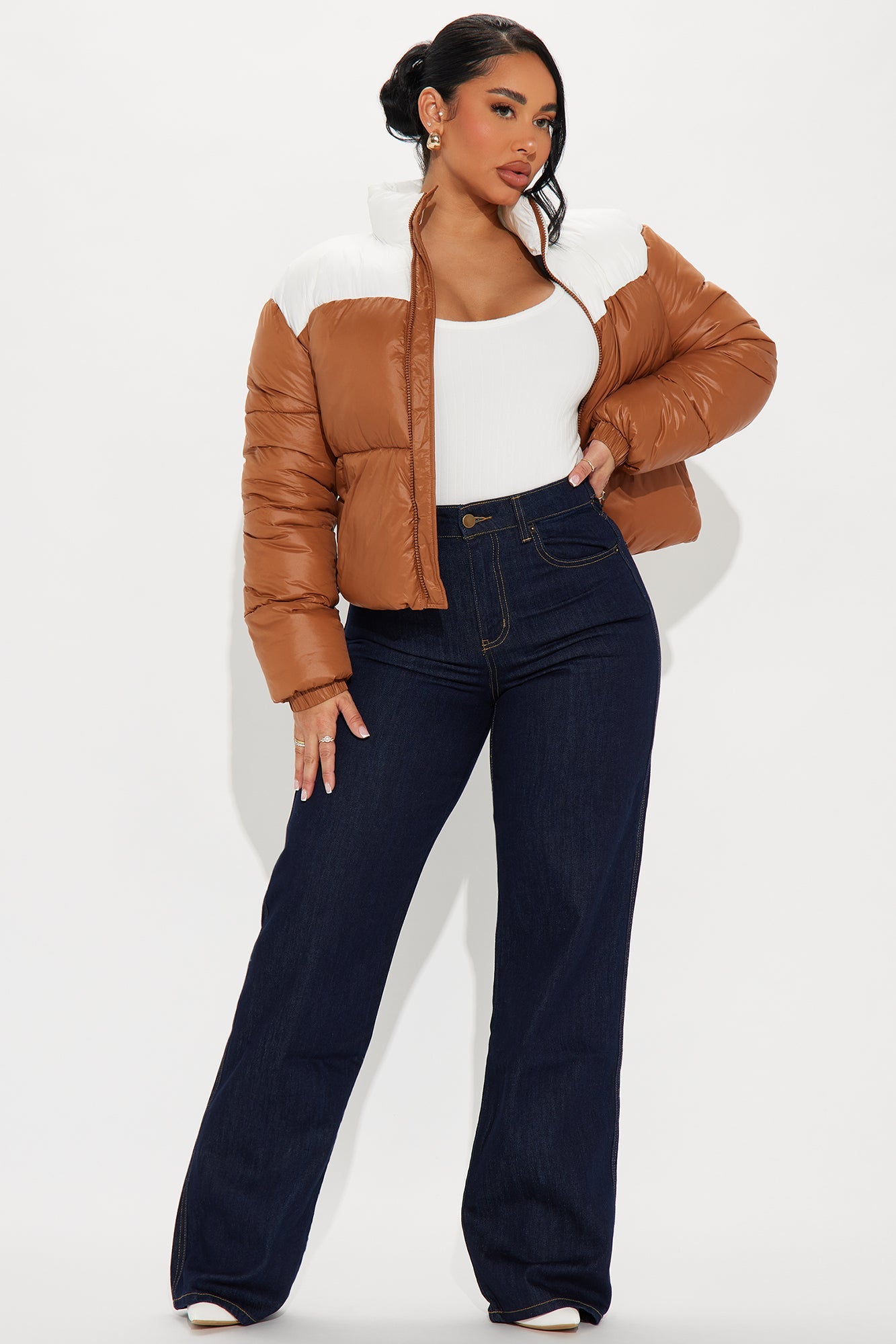 Raquel Puffer Jacket - Brown/combo