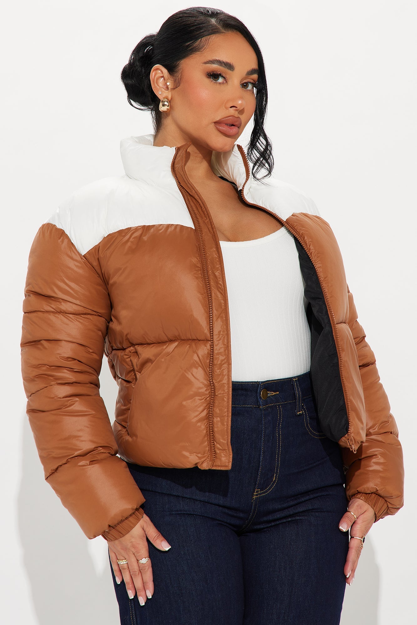 Raquel Puffer Jacket - Brown/combo
