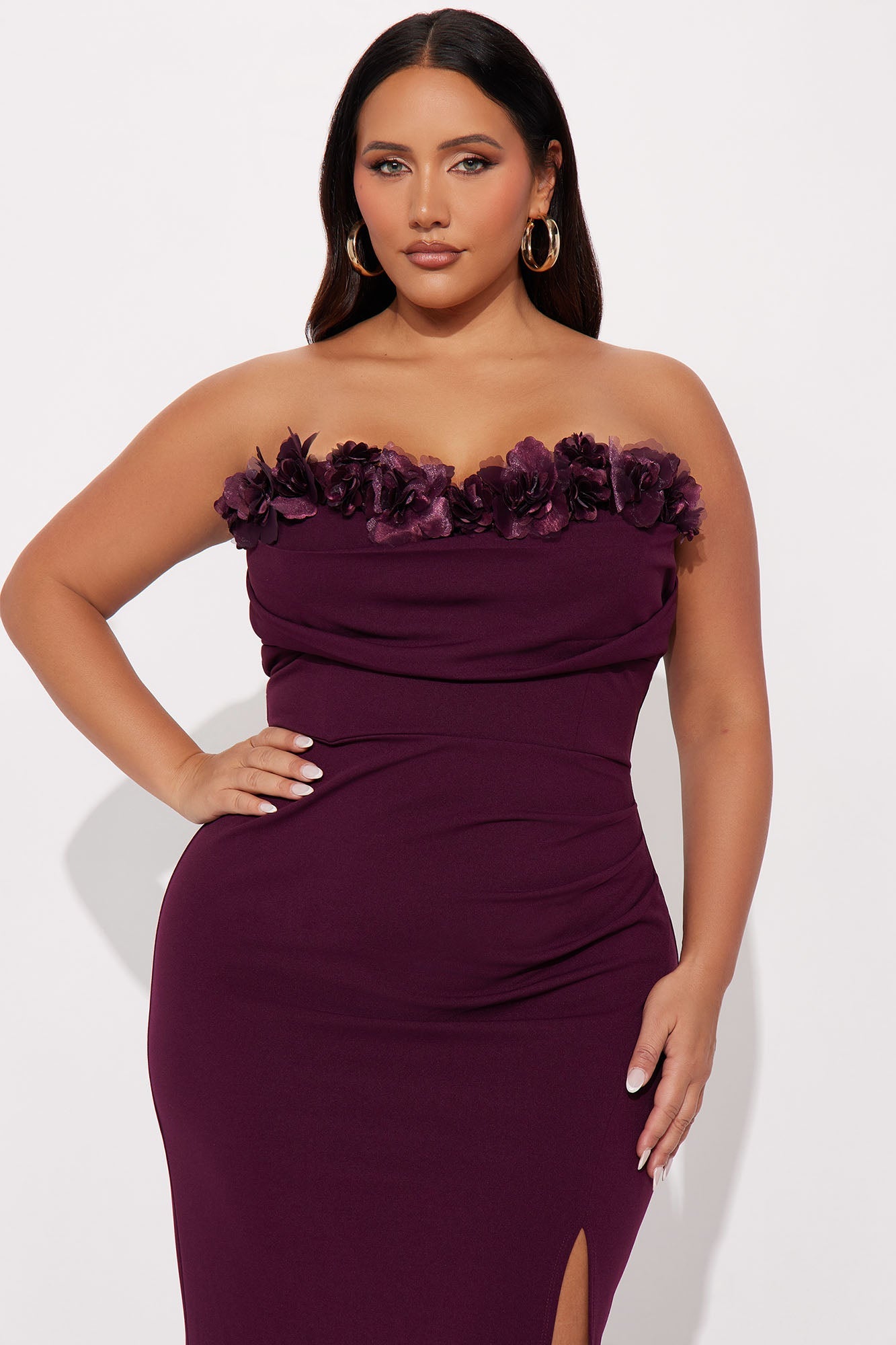 One Last Rose Strapless Gown - Plum