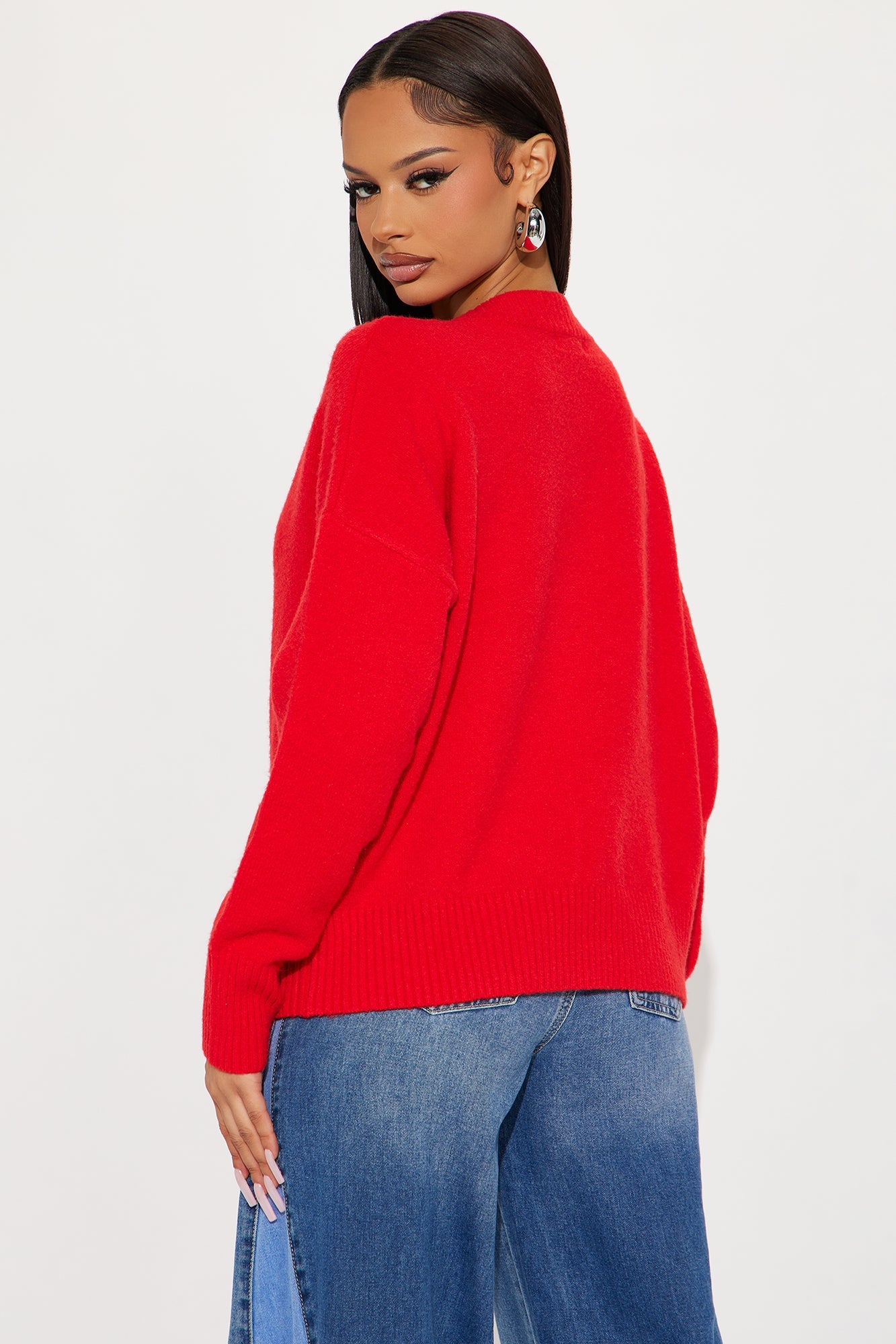 Kaitlyn V Neck Sweater - Red