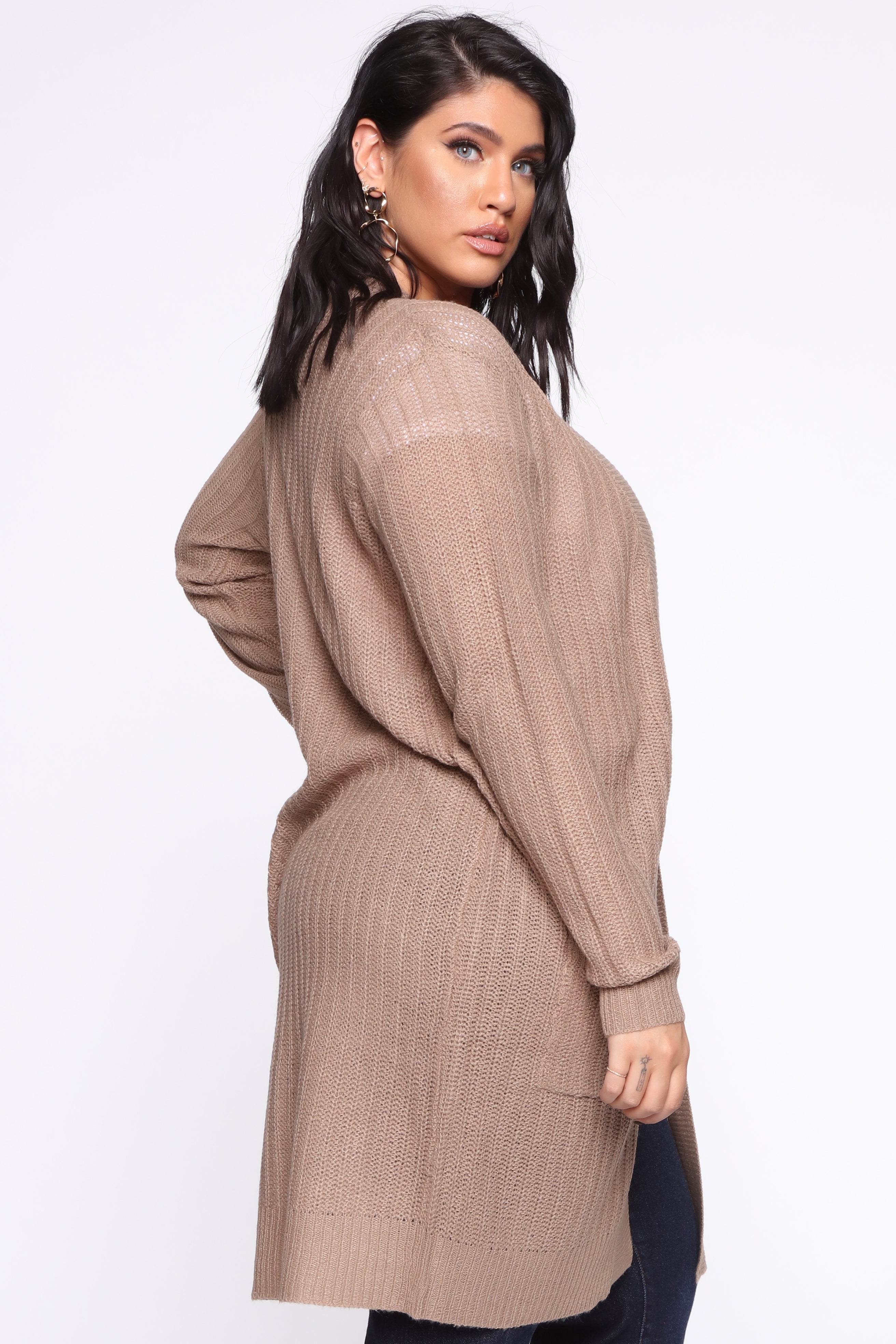 Throw It On Ribbed Cardigan - Khaki