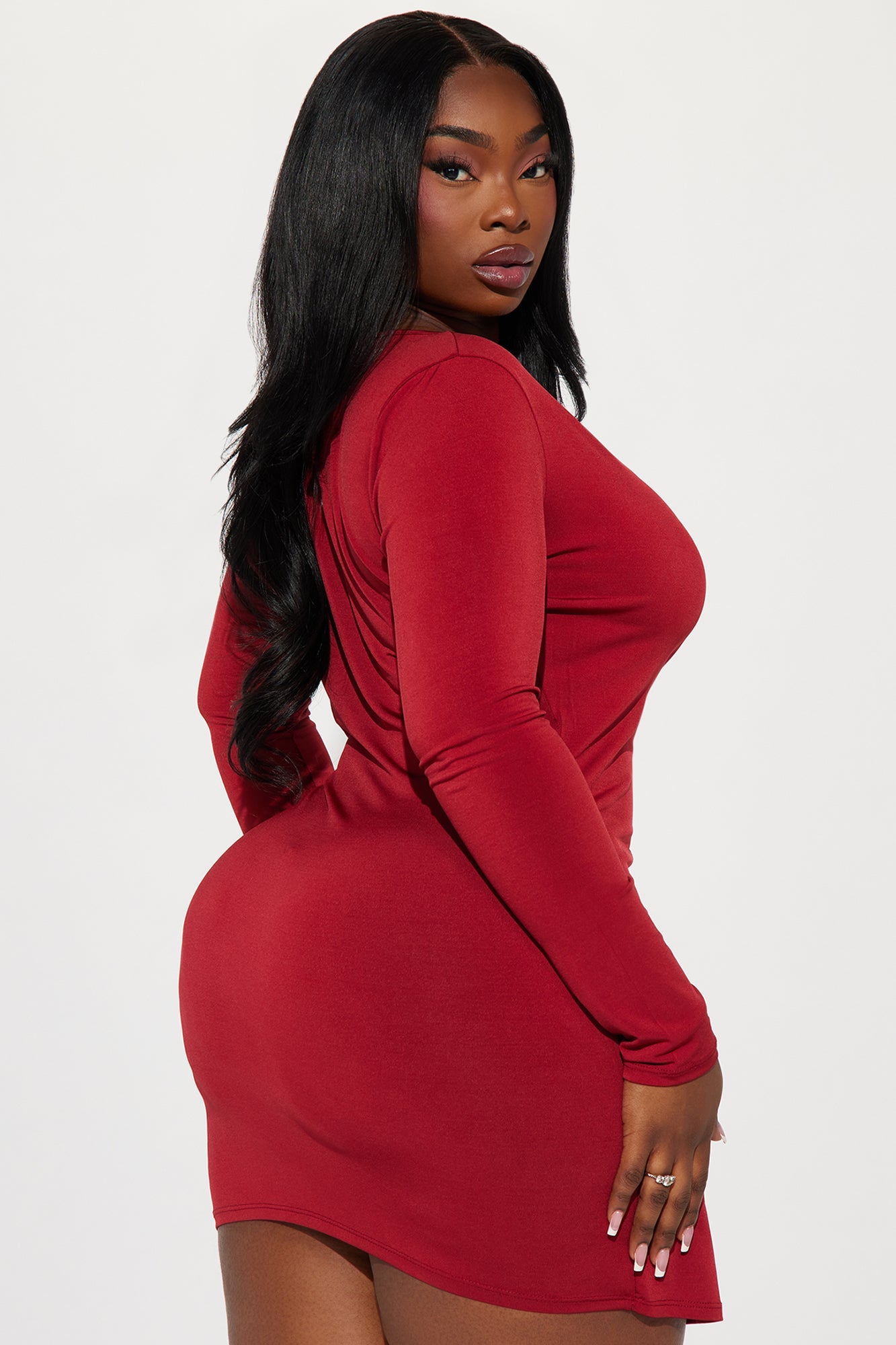 Piper Wrap Mini Dress - Burgundy
