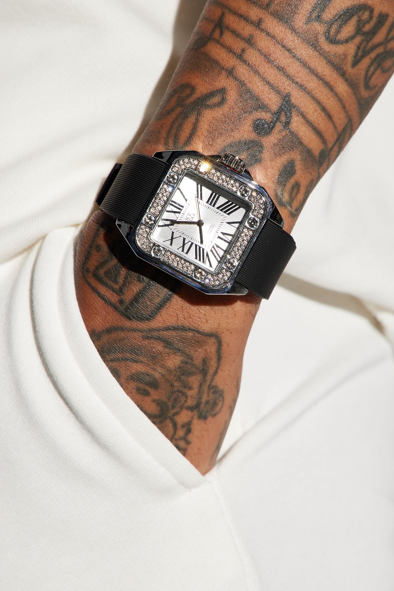 Time To Go Iced Watch - Silver/Black