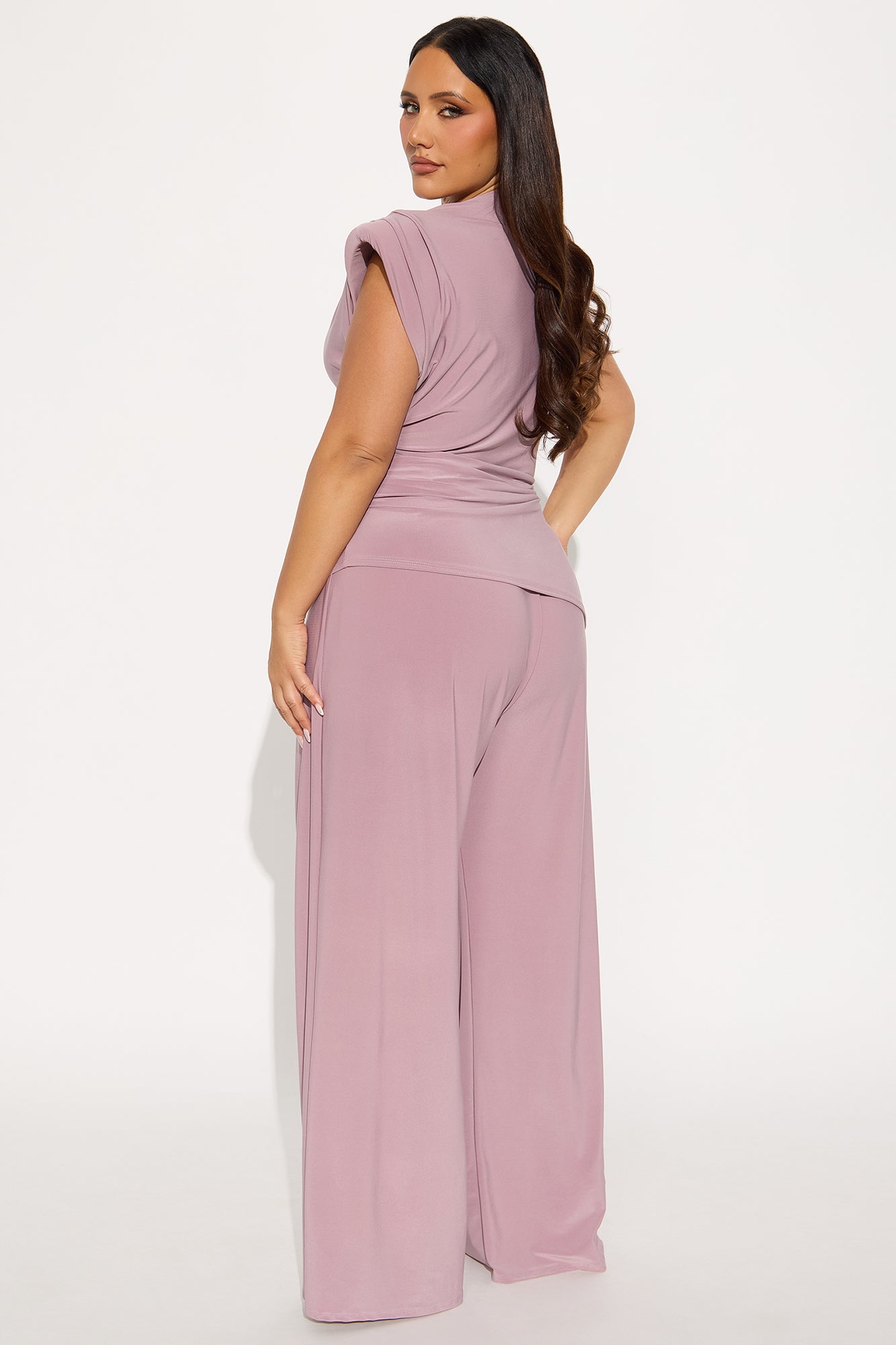 Bold Moves Wide Leg Pant Set - Mauve