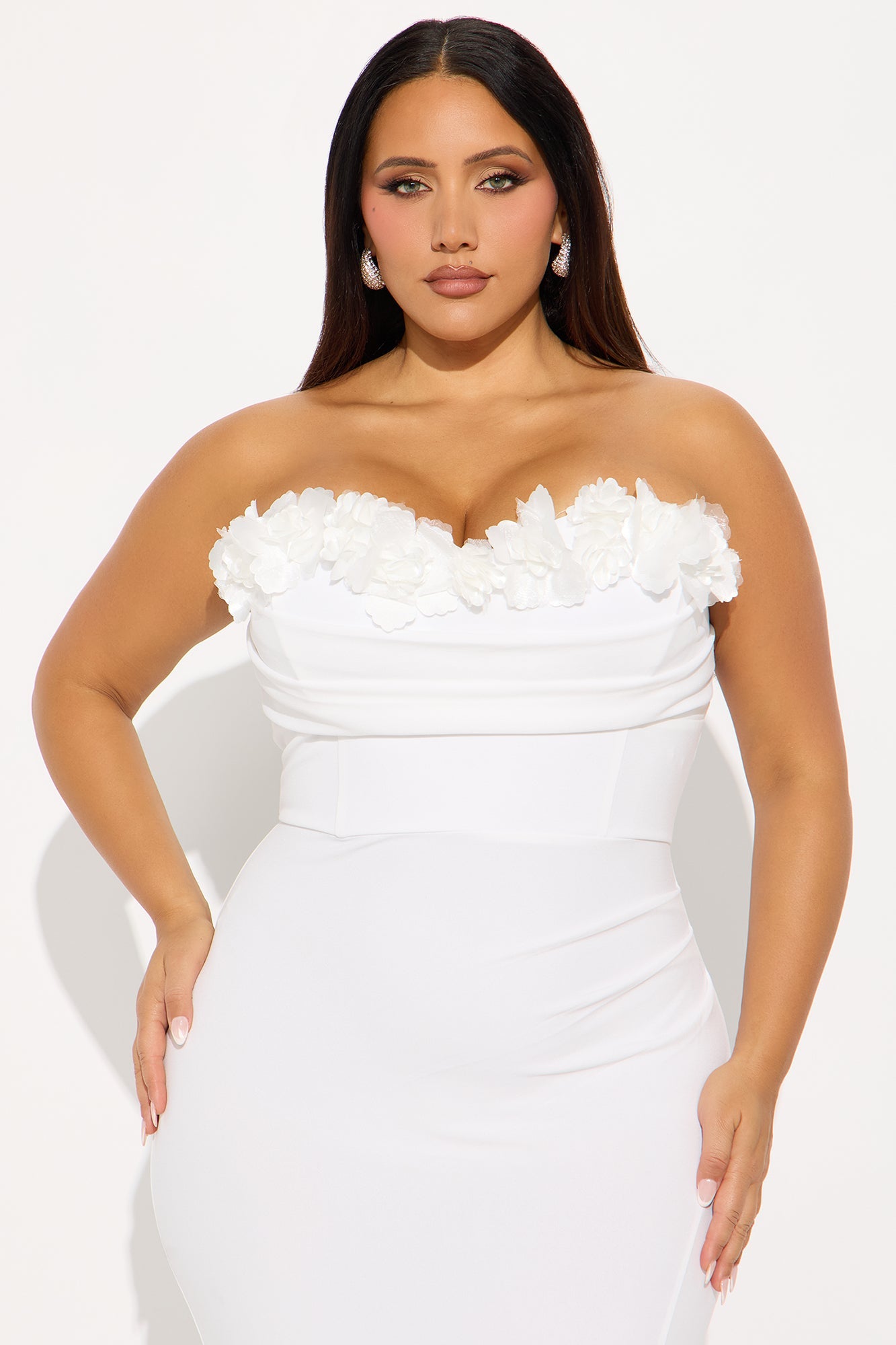 One Last Rose Strapless Gown - White