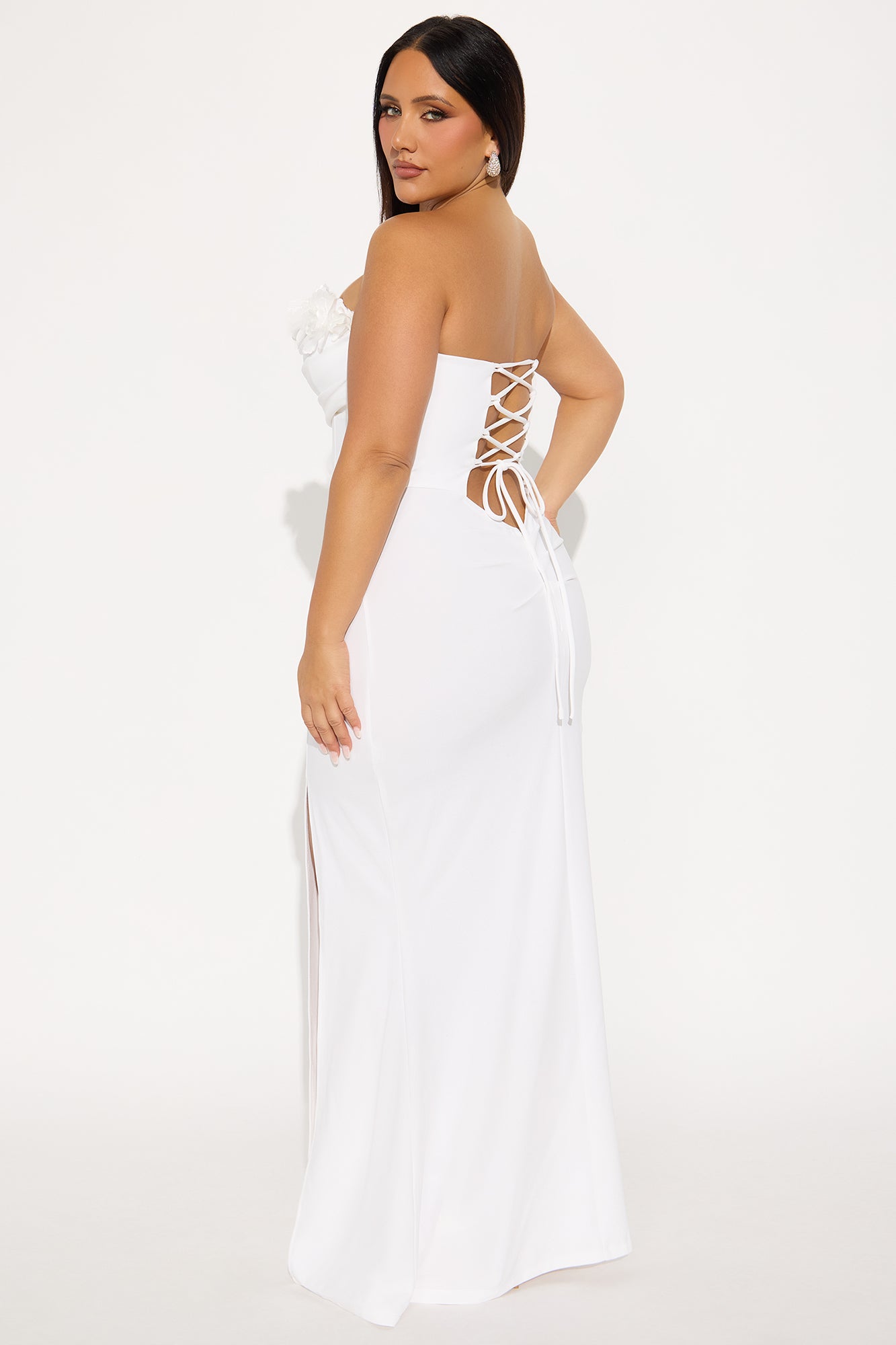 One Last Rose Strapless Gown - White