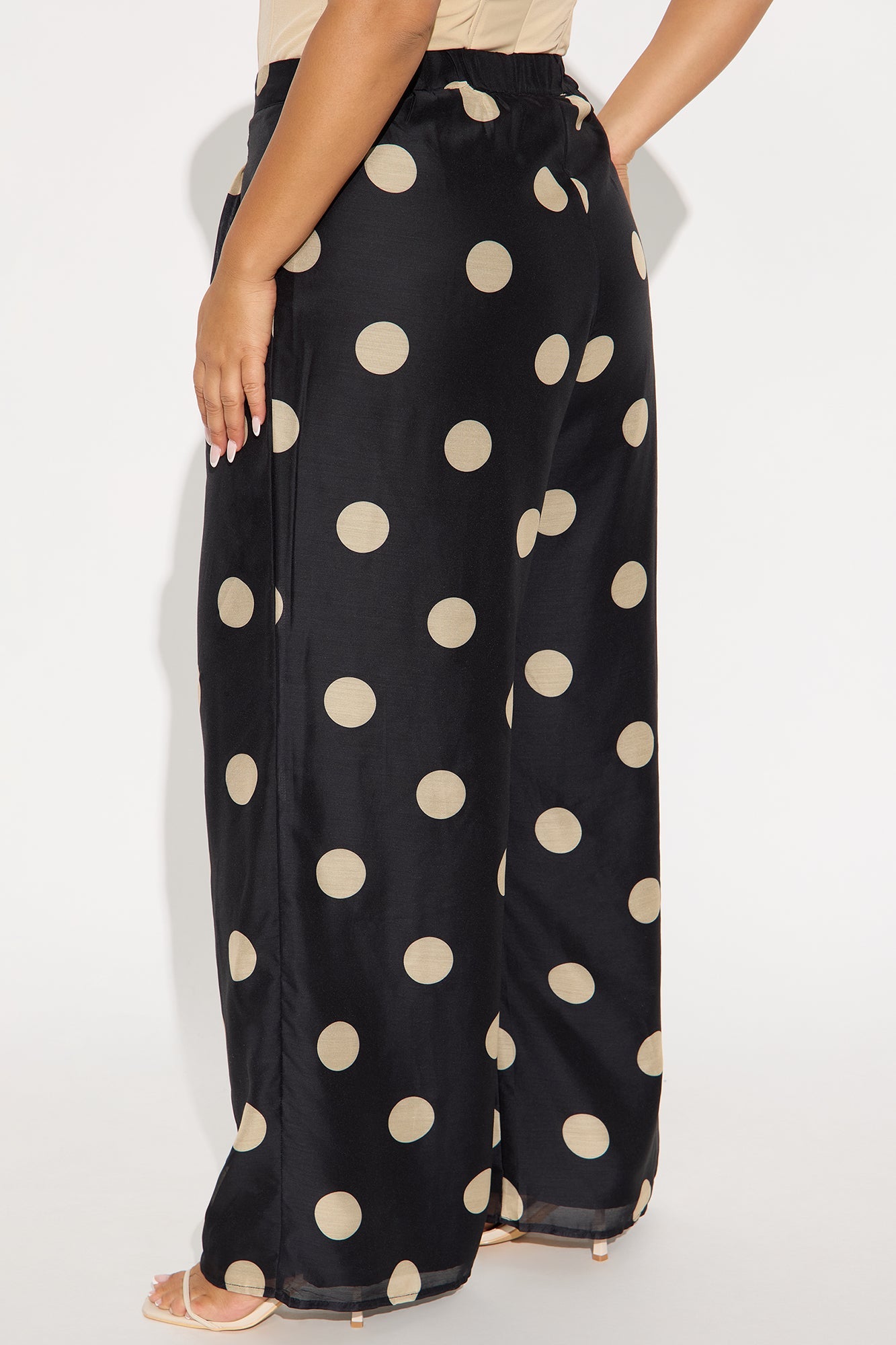 Missy High Rise Wide Leg Polka Dot Pant - Black/combo