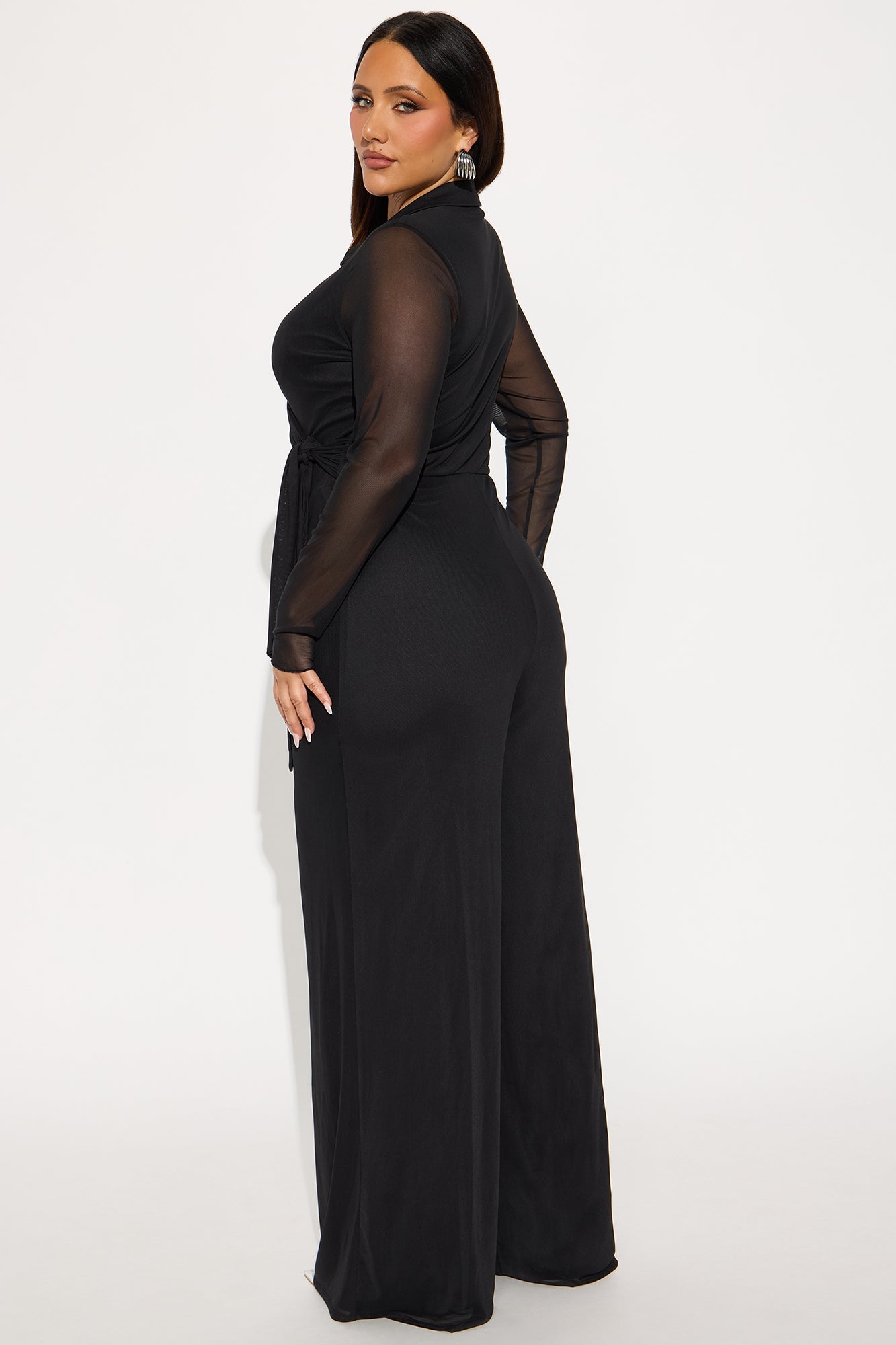 Star Of The Night Mesh Jumpsuit - Black
