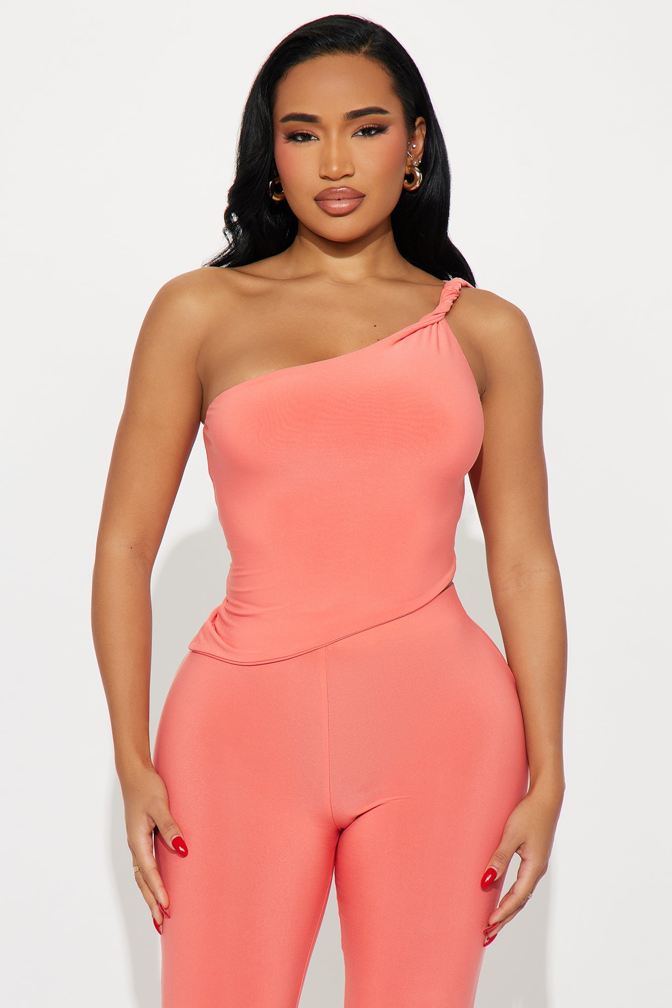 Lisa One Shoulder Pant Set - Orange