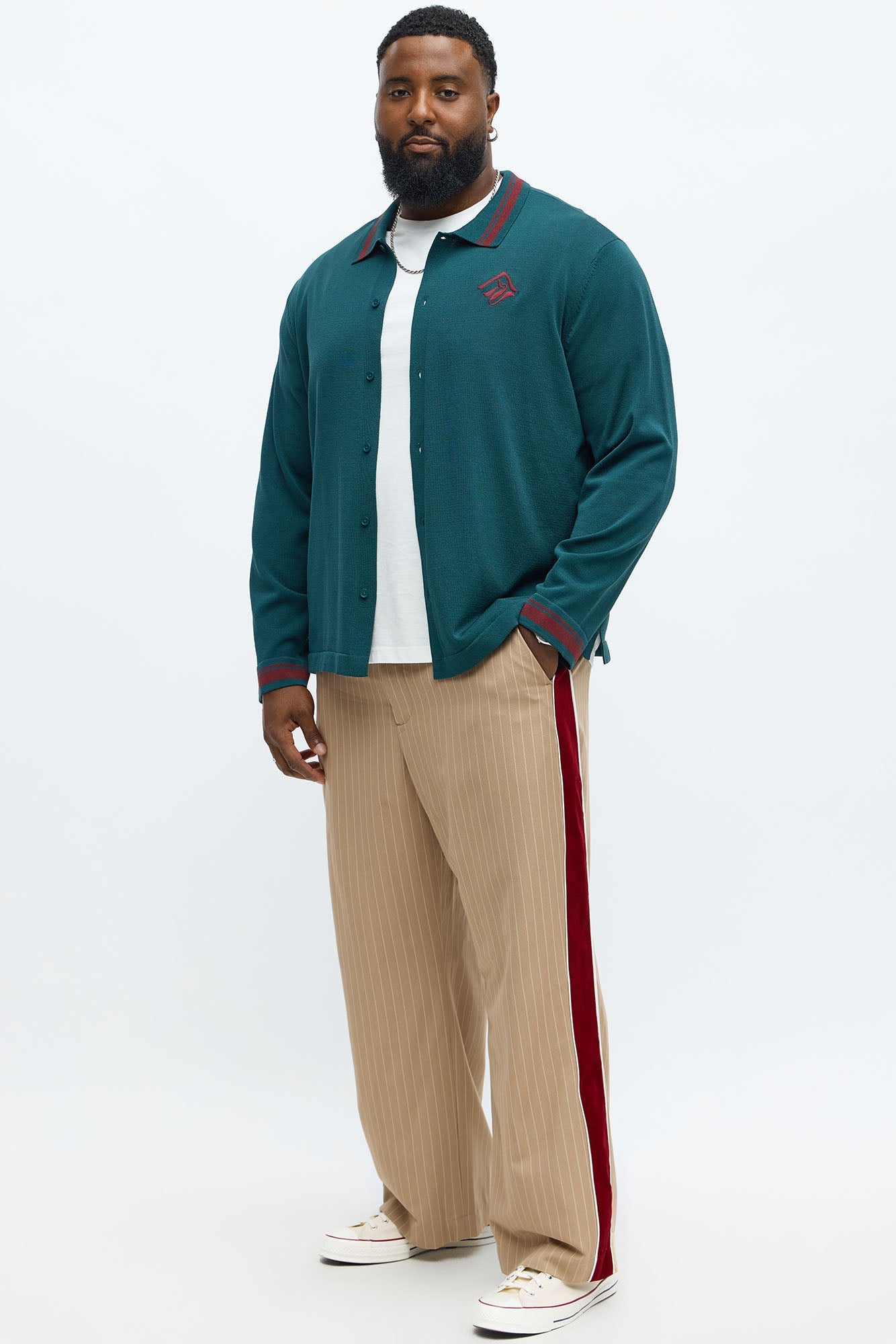 Baggy Elevated Side Stripe Trouser - Khaki/combo