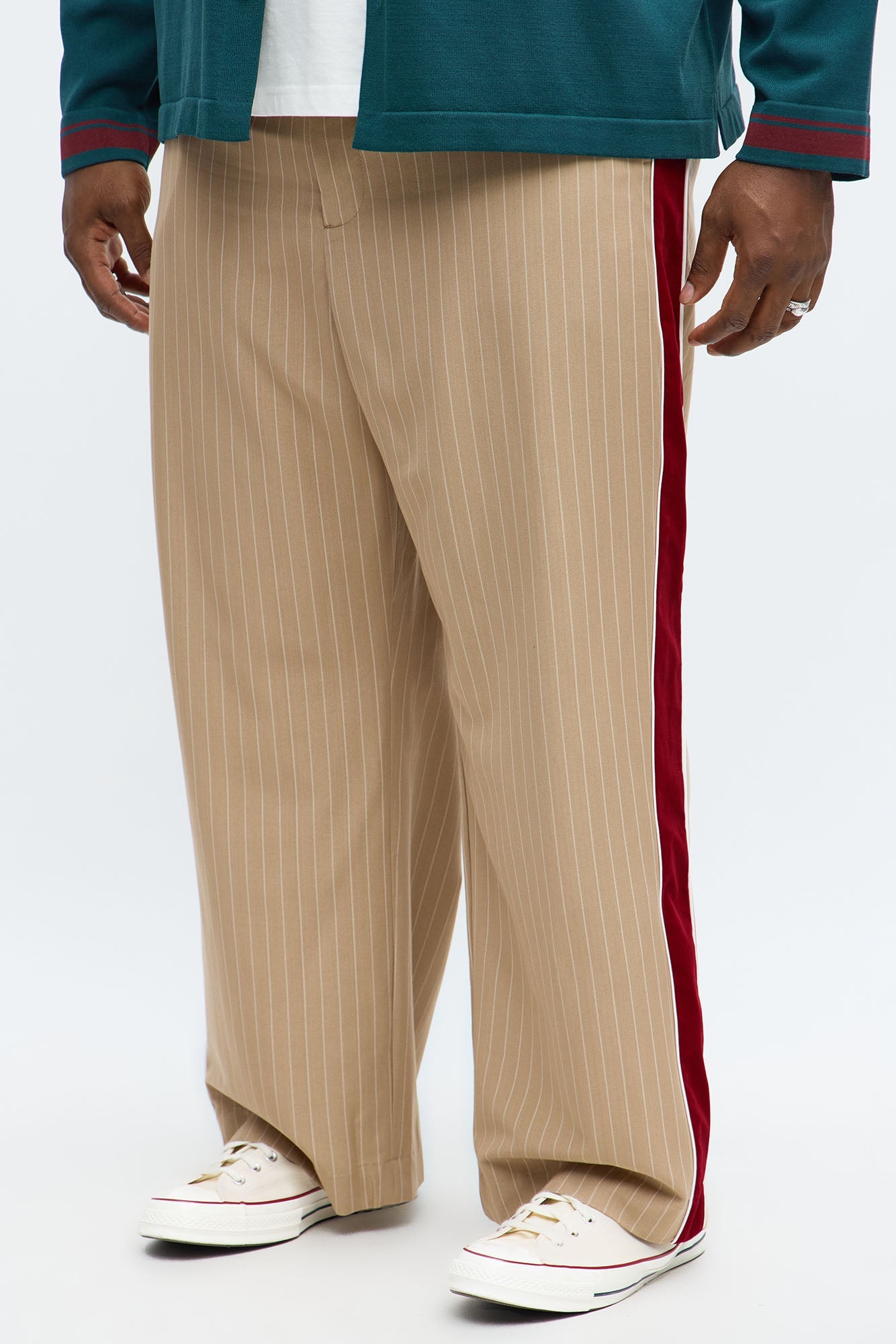 Baggy Elevated Side Stripe Trouser - Khaki/combo