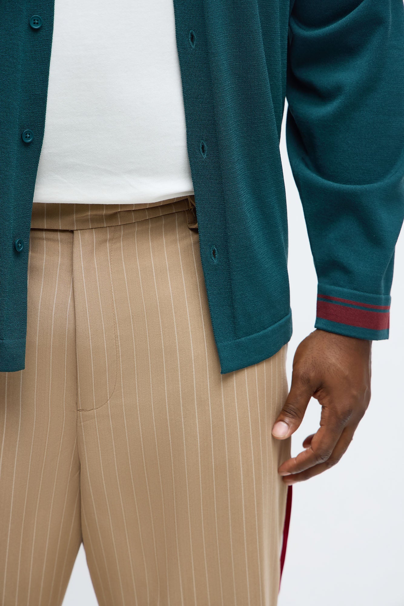 Baggy Elevated Side Stripe Trouser - Khaki/combo