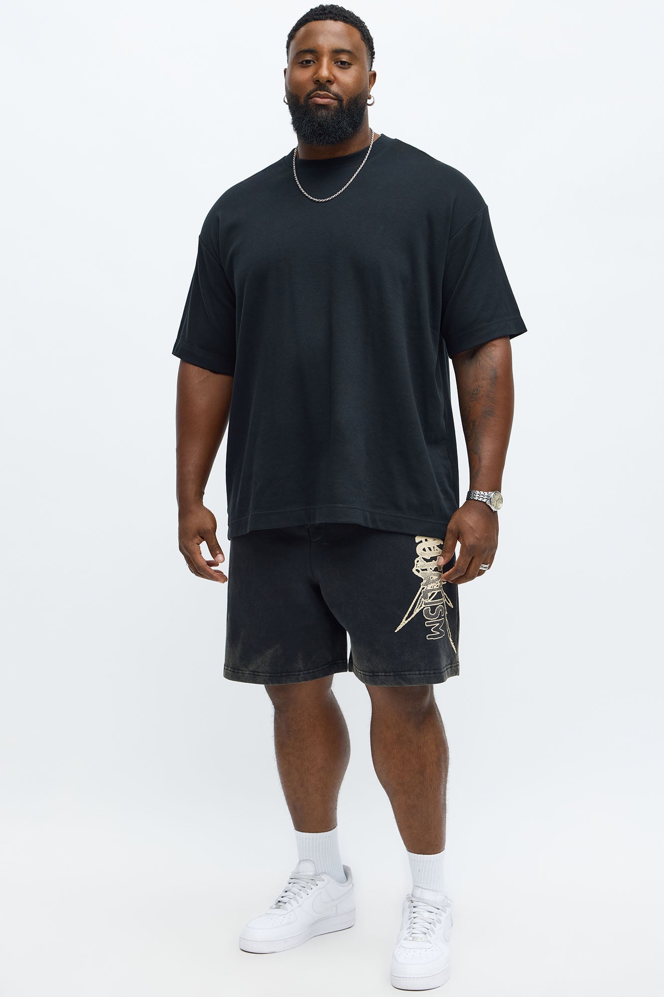 Brutalism With Stars Sweatshort - Black/combo