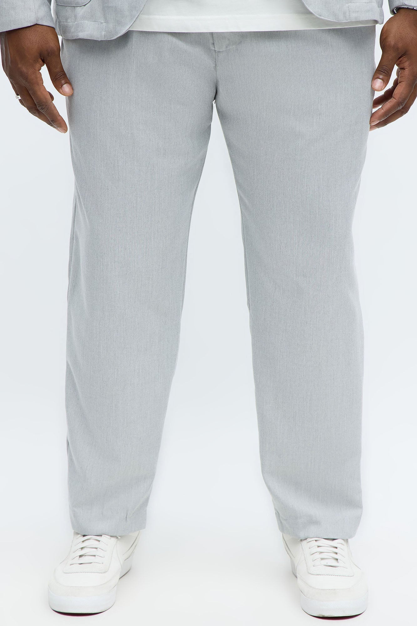 Slim Modern Stretch-Waist Everyday Trouser - Light Grey