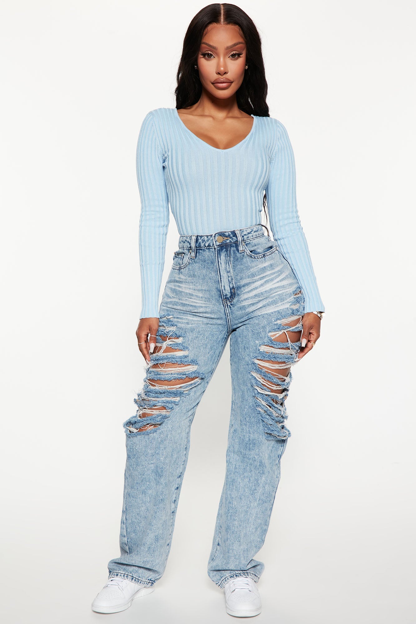 Kallan Knit Sweater Top - Blue