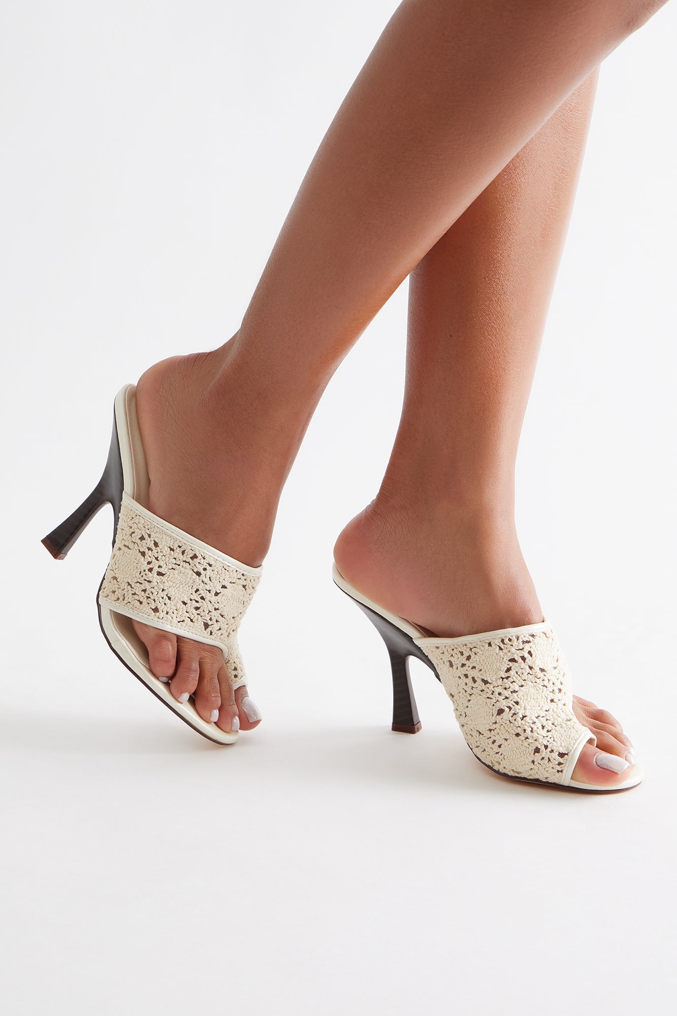 Carpenter Crochet Toe Ring Mules - Ivory