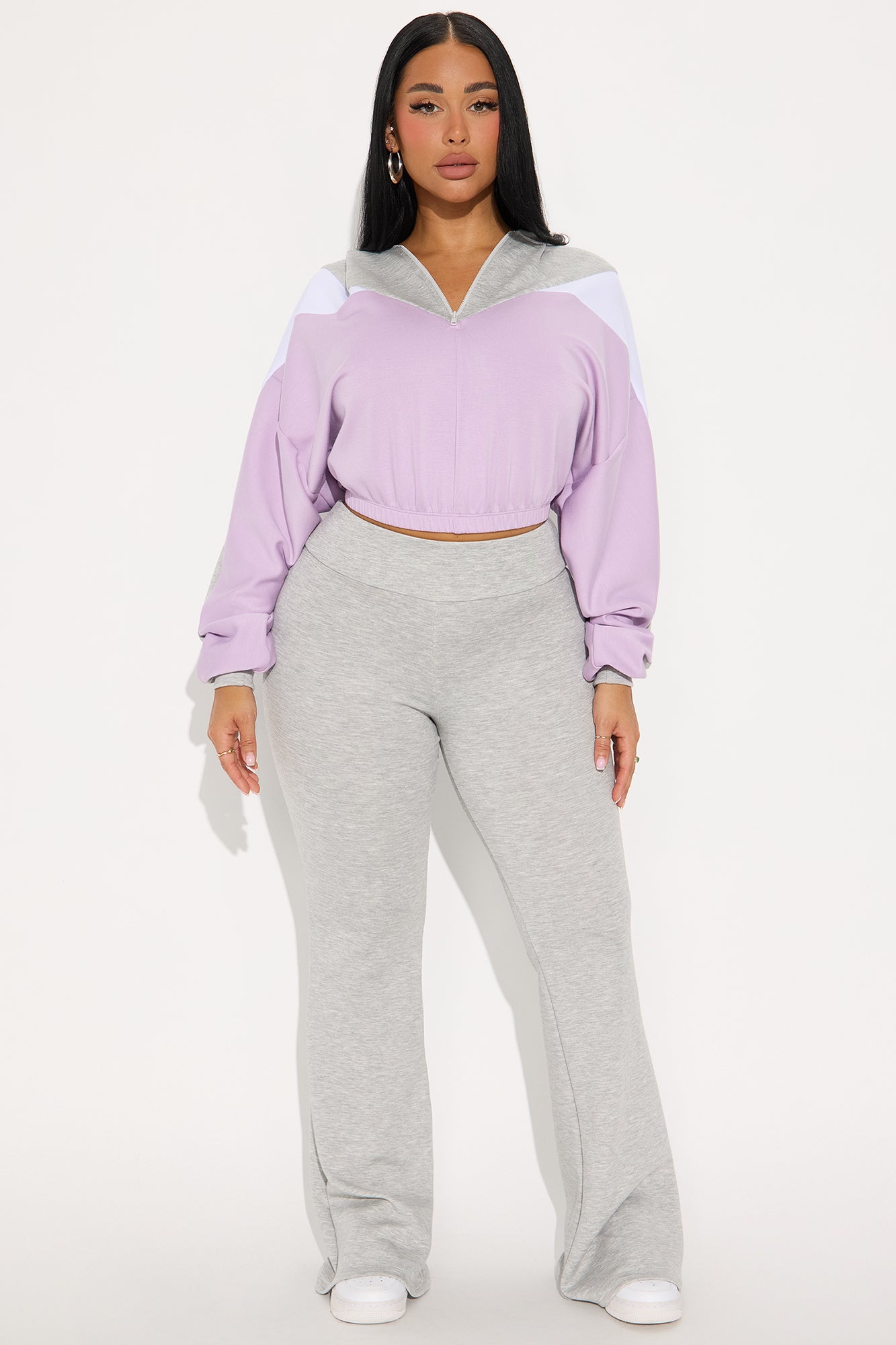 Endless Joy Quarter Zip Pant Set - Lavender