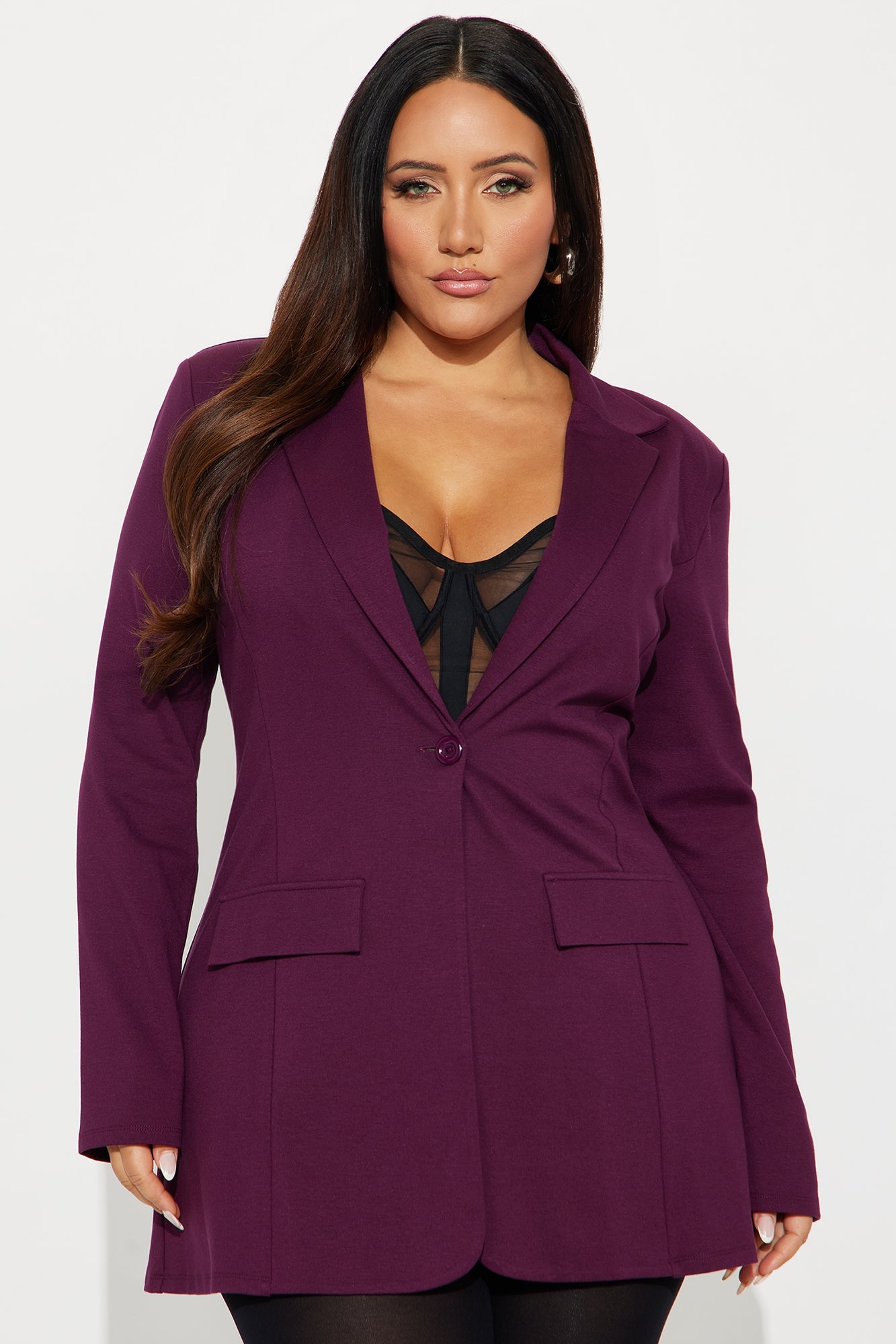 Cindy Blazer And Micro Short Set - Eggplant