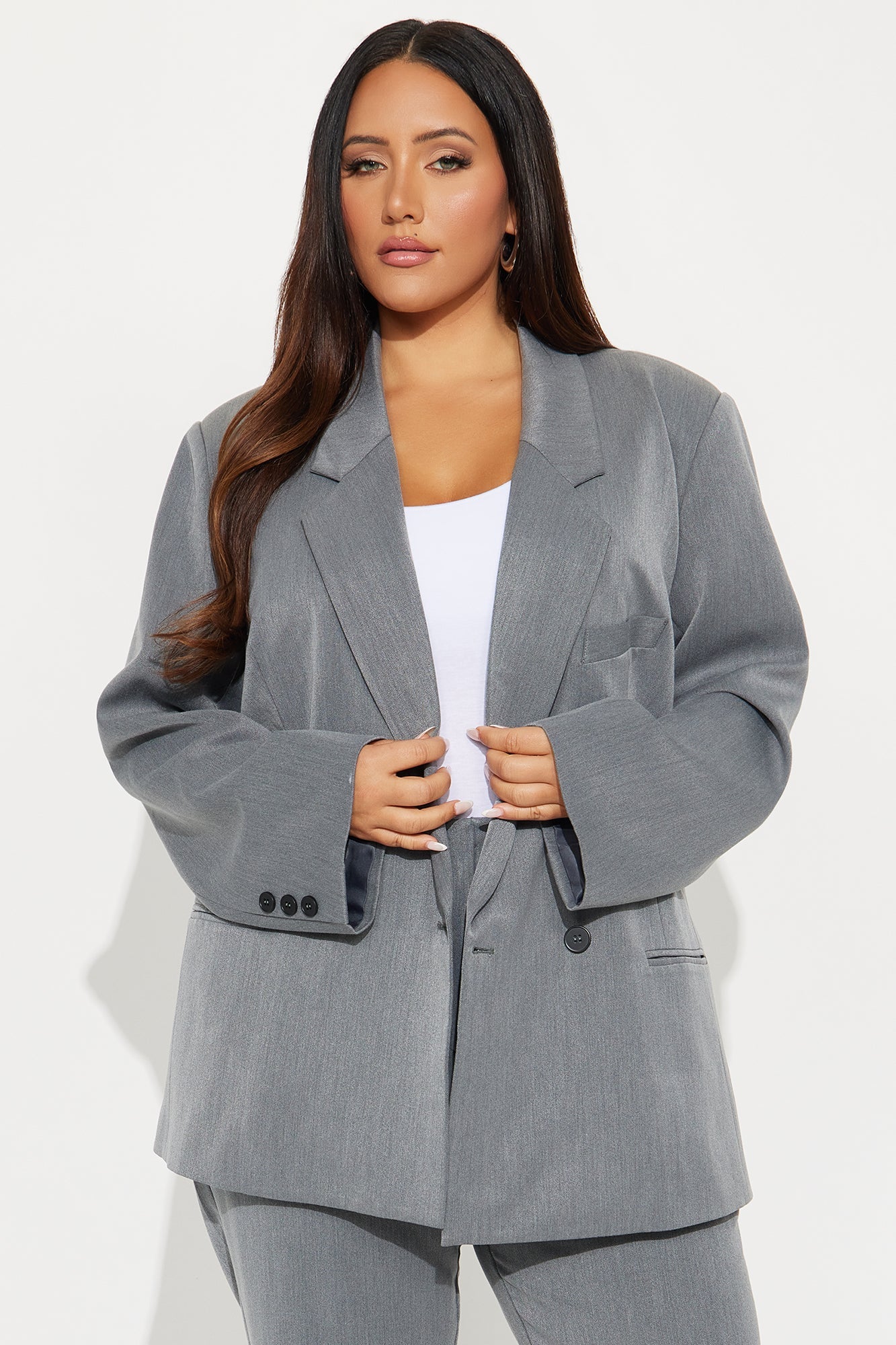 Veronica Oversized Blazer Pant Set - Grey