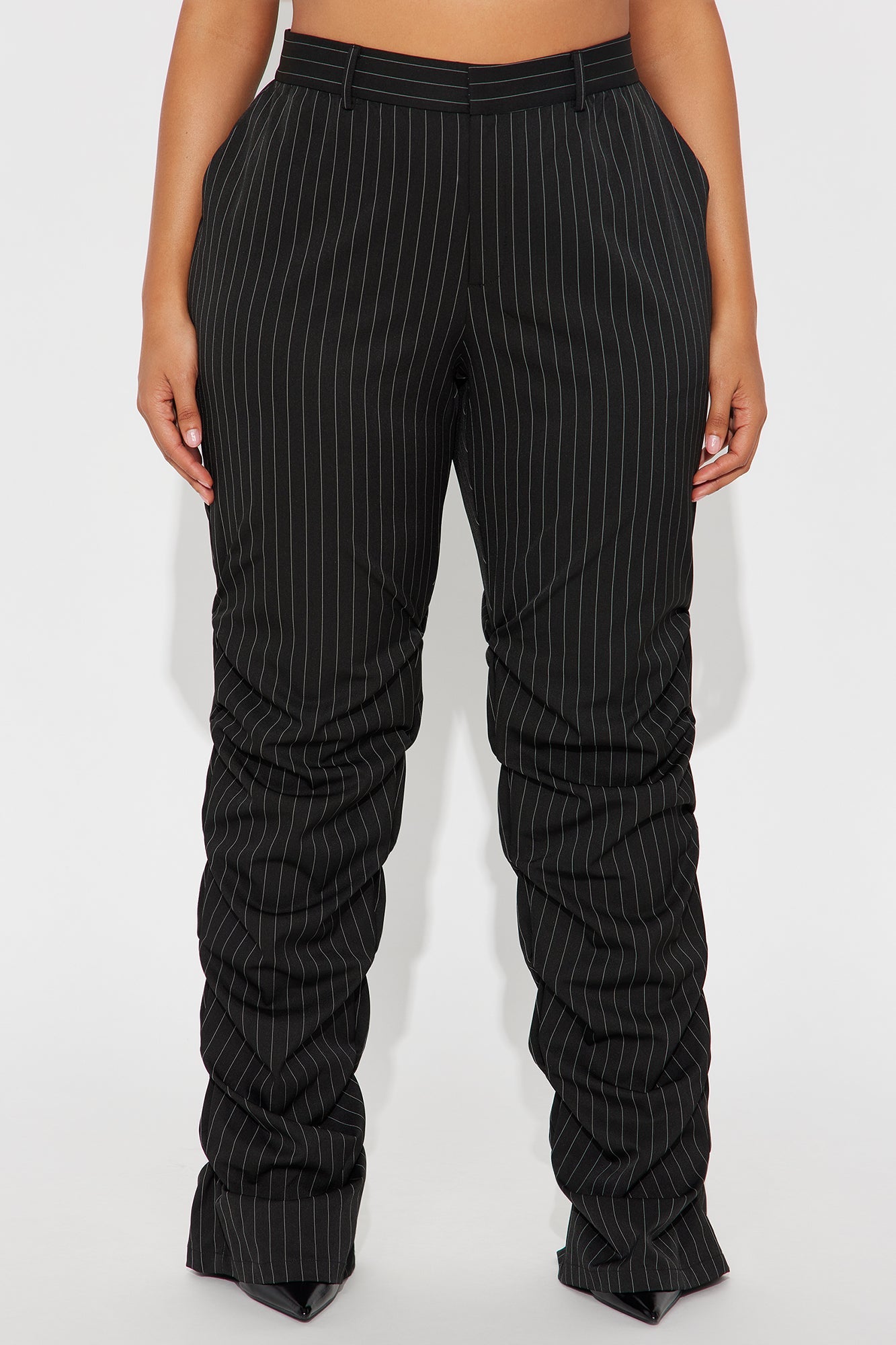 Take Notes Pinstripe Stacked Trouser Pant - Black/White