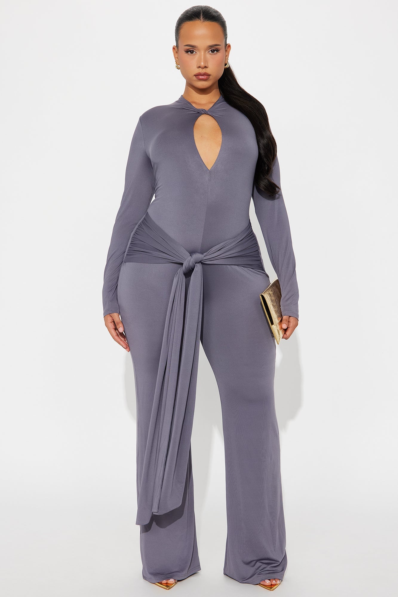 Nayla Long Sleeve Jumpsuit - Charcoal