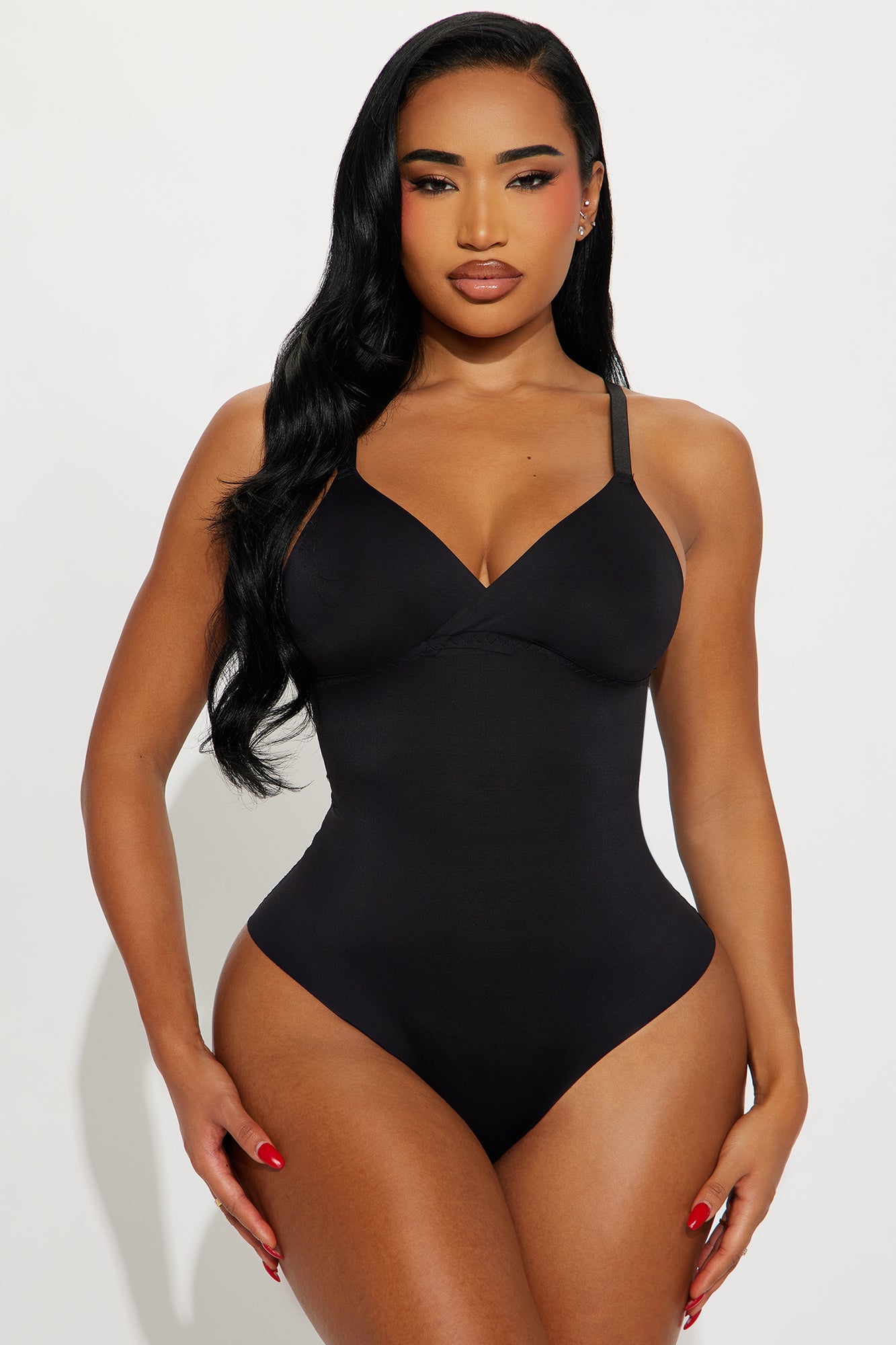 What Waist Medium Compression Shapewear Bodysuit - Black