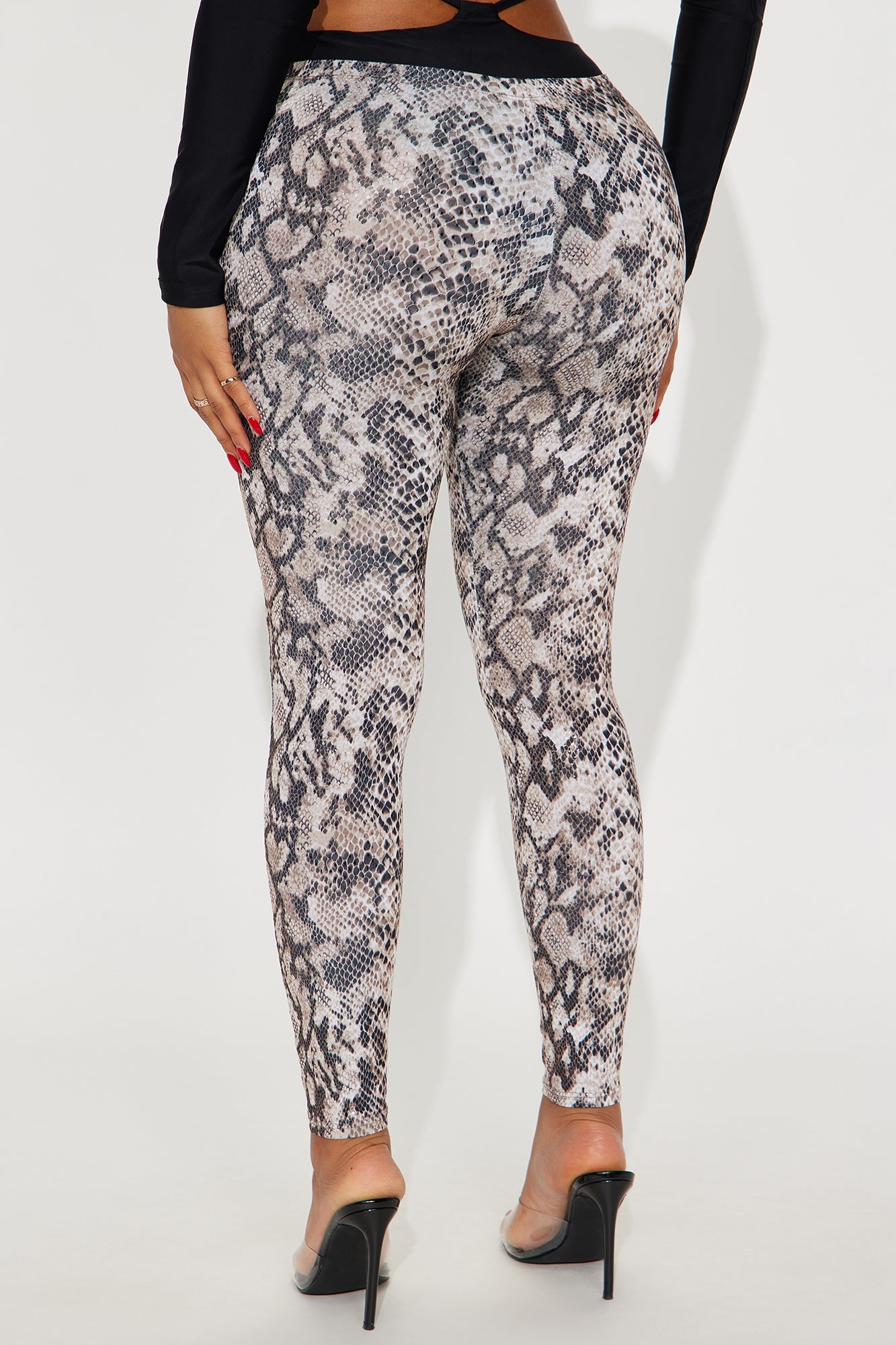 On The Sly Embossed Snake Skin Legging - Brown/combo
