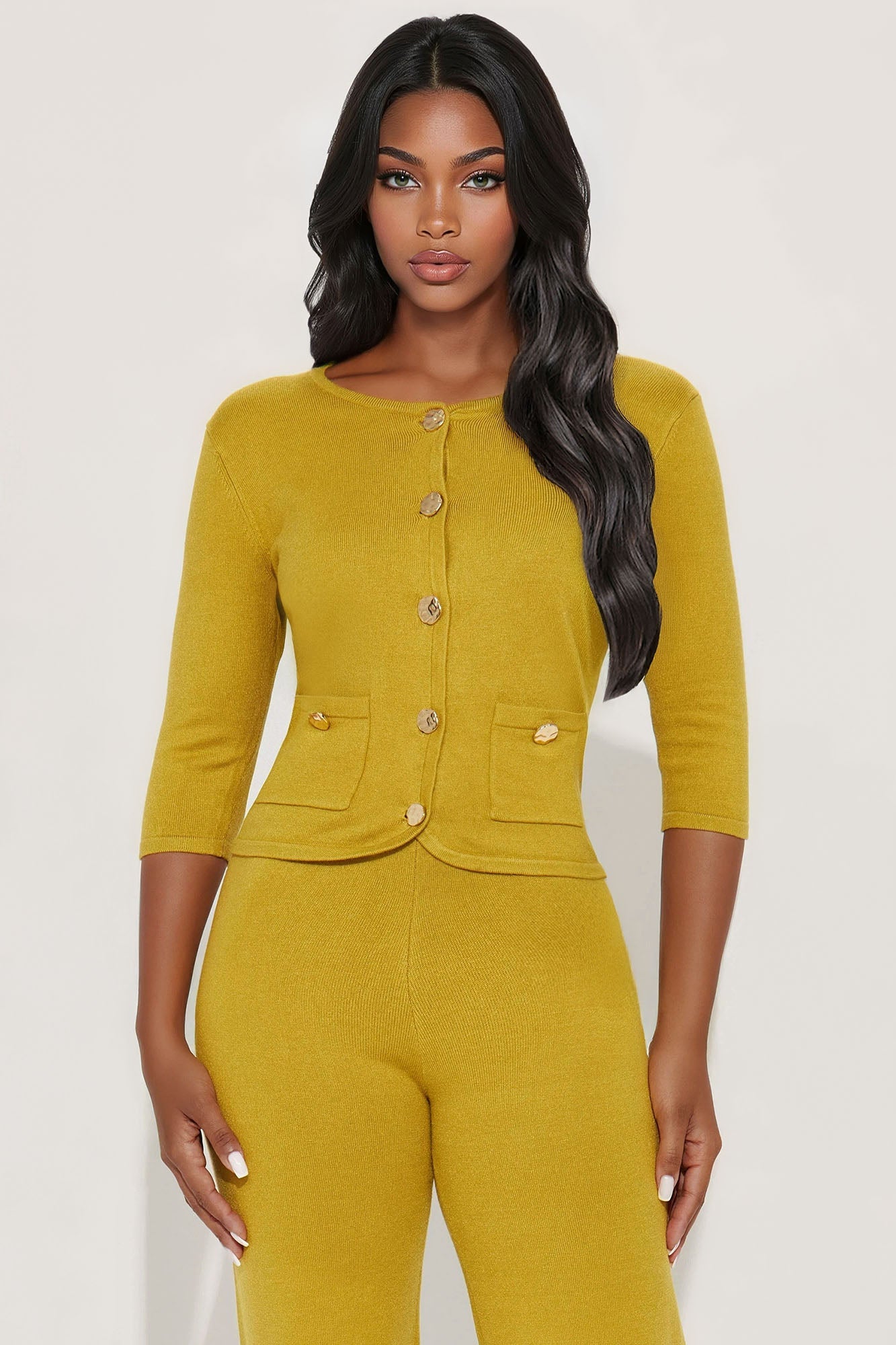 Valerie Sweater Pant Set - Chartreuse