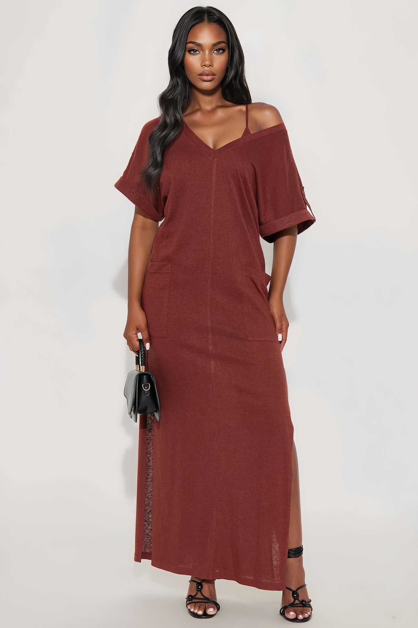 Unbothered 2 Piece Maxi Dress Set - Chocolate