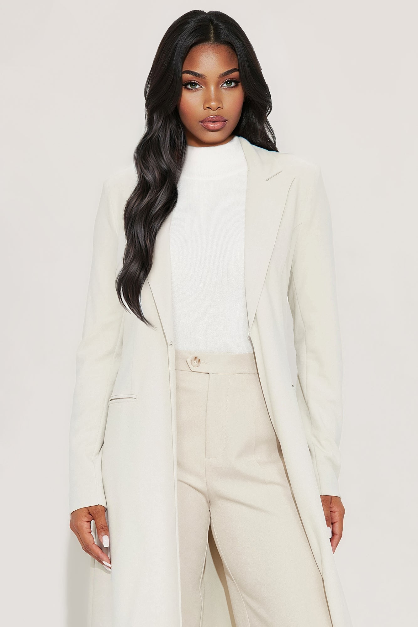 Feeling Regal Crepe Coat - Oatmeal