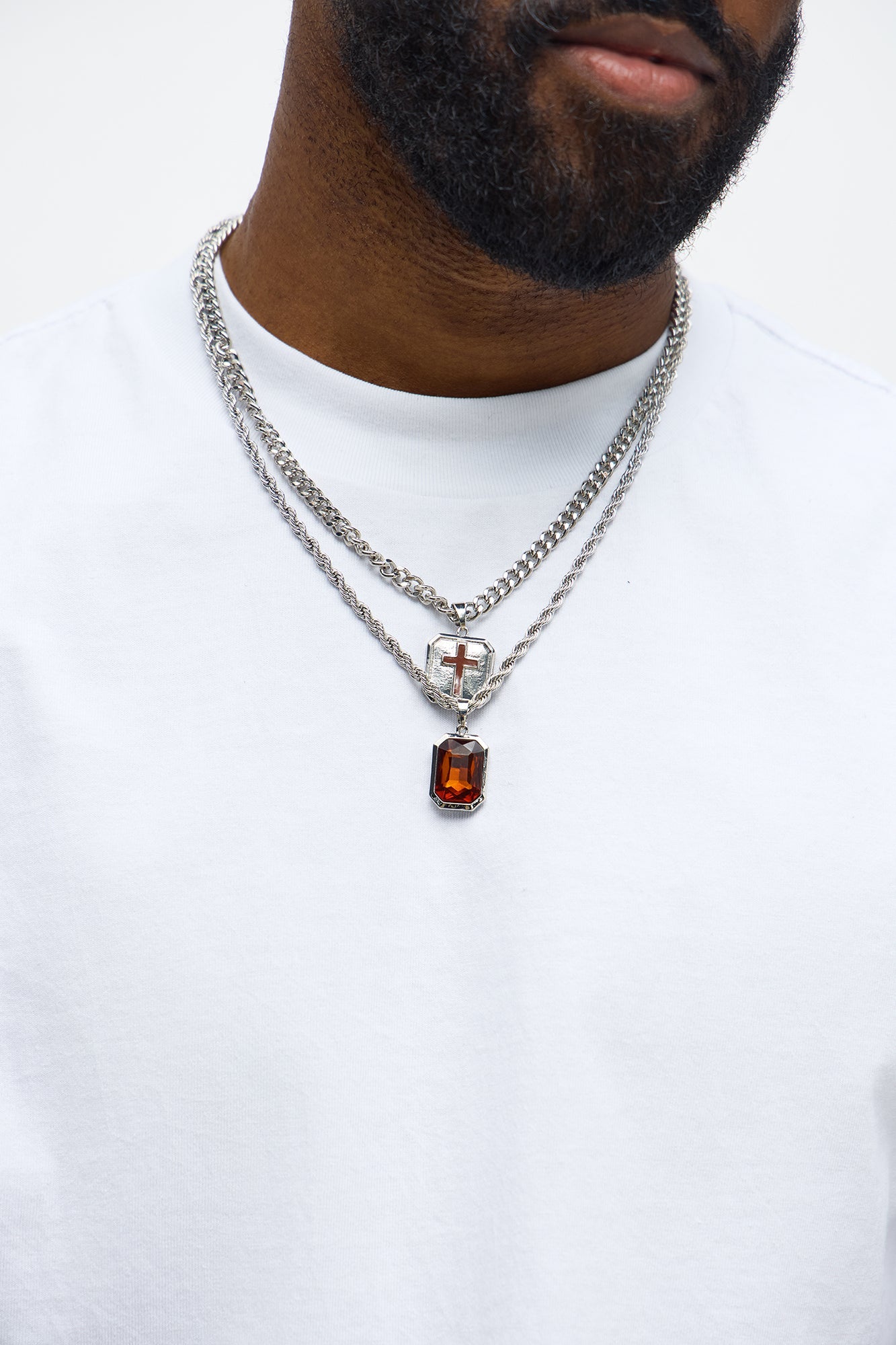 He Is The Guide Necklace Set - Silver/Combo