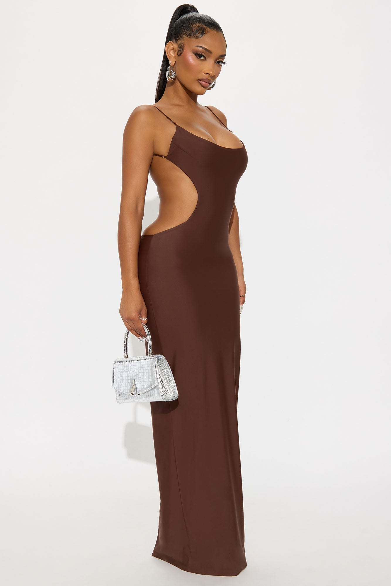 Evelina Form Double Lined Maxi Dress - Chocolate