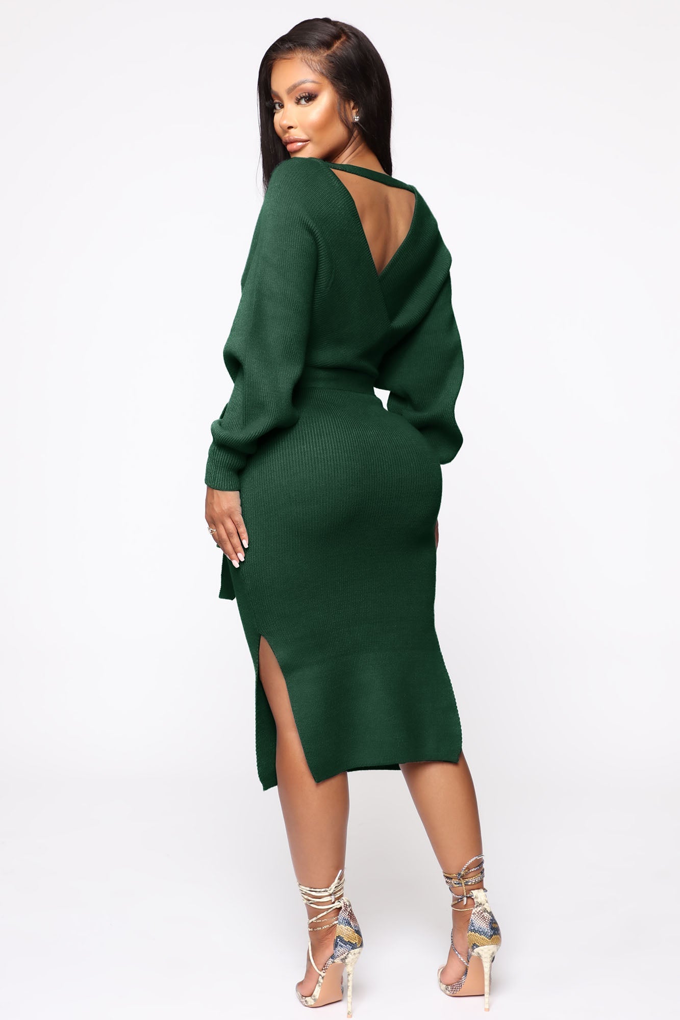 Mona Sweater Midi Dress - Hunter
